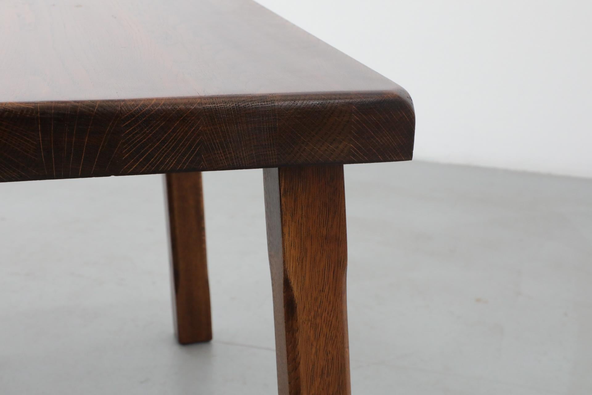Pierre Chapo Style Brutalist Dark Stained Oak Nesting Tables 14