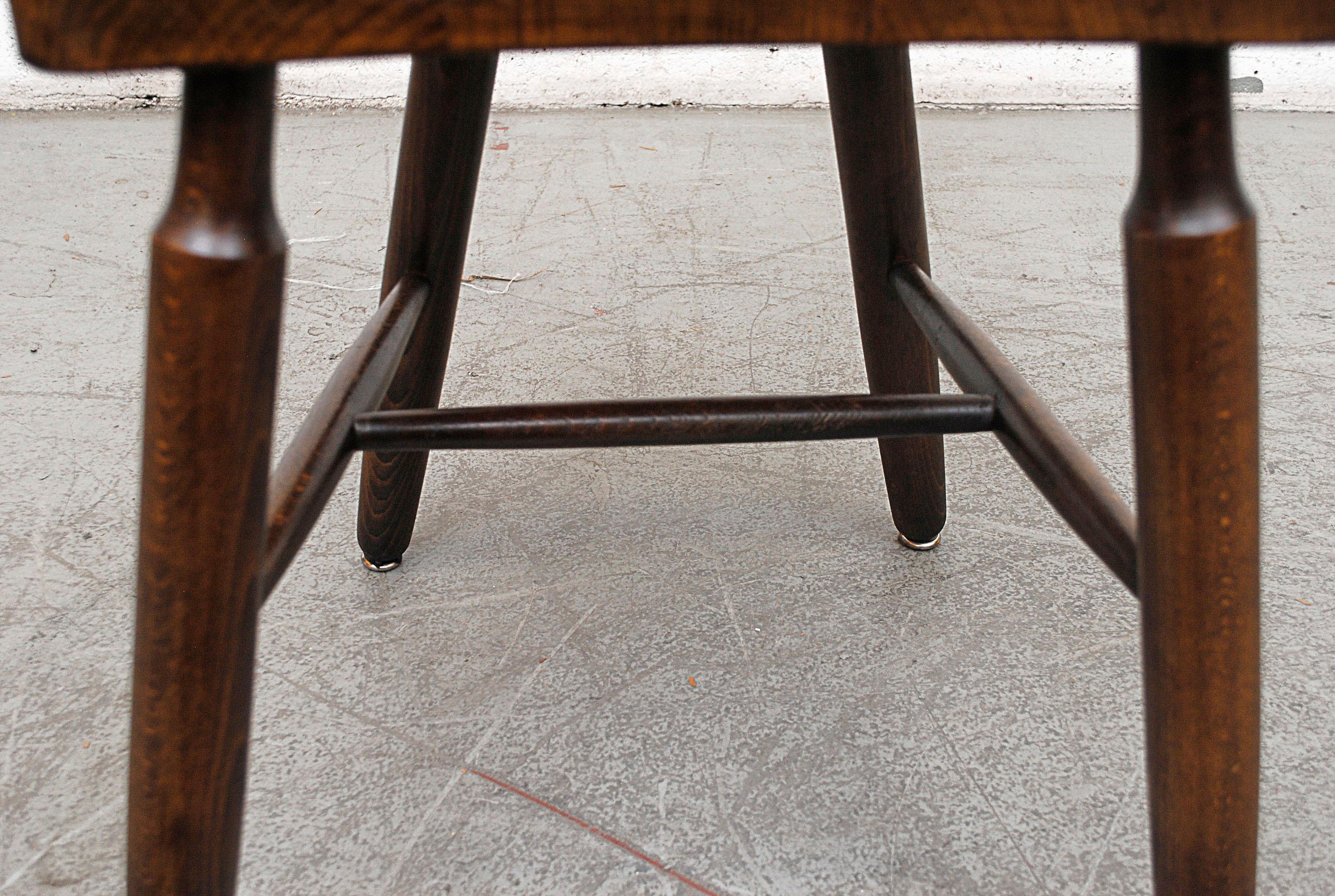 Pierre Chapo Style Brutalist Oak T-Back Dining Chairs 3
