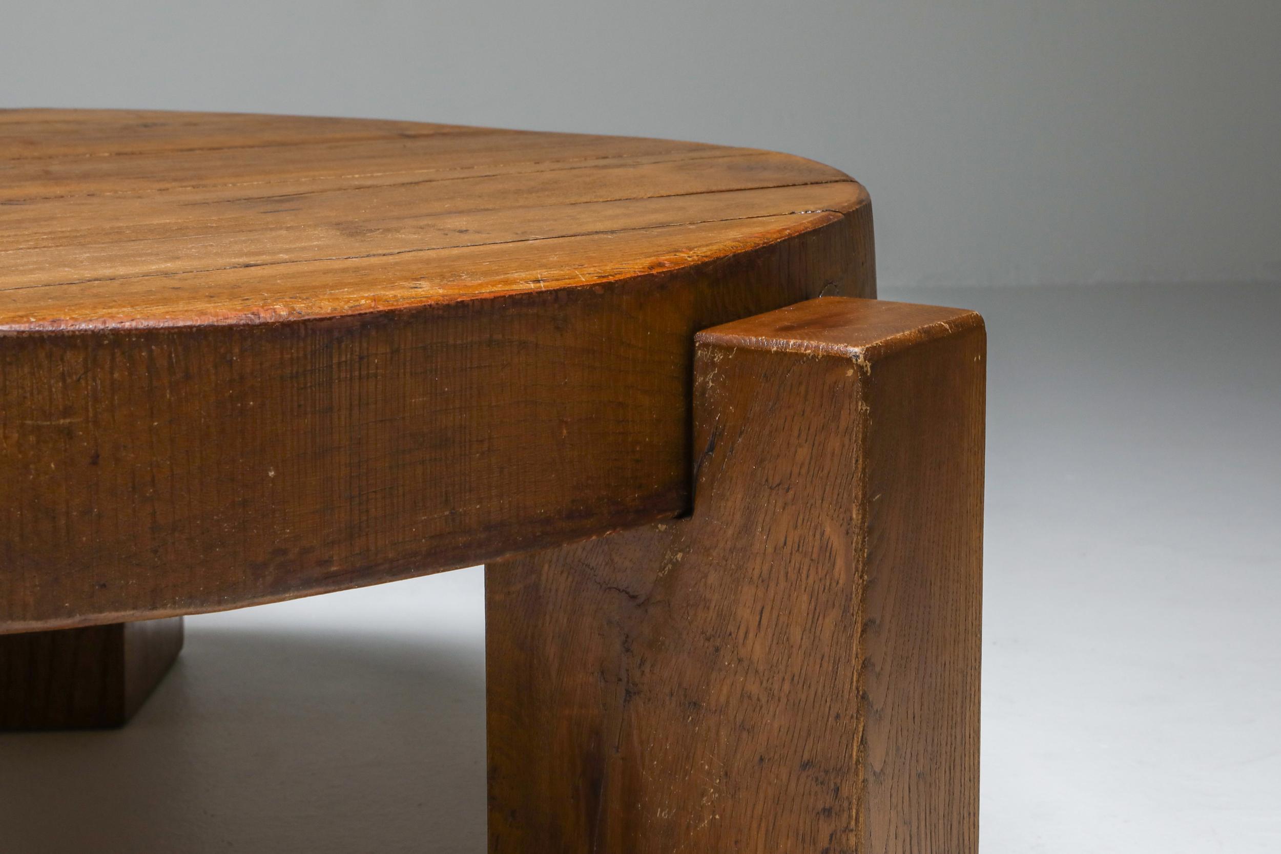 Pierre Chapo Style Coffee Table in Solid Oak 1