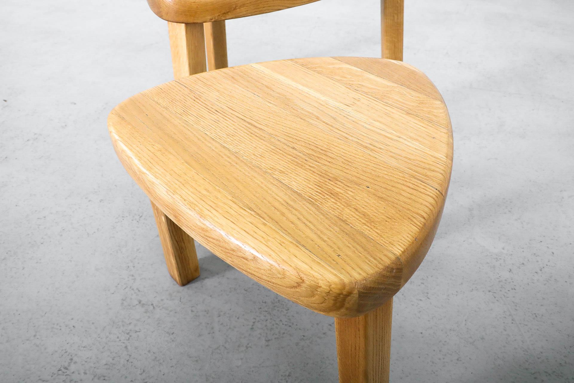 Pierre Chapo Style Curved Triangular Solid Oak Nesting Table Set 12
