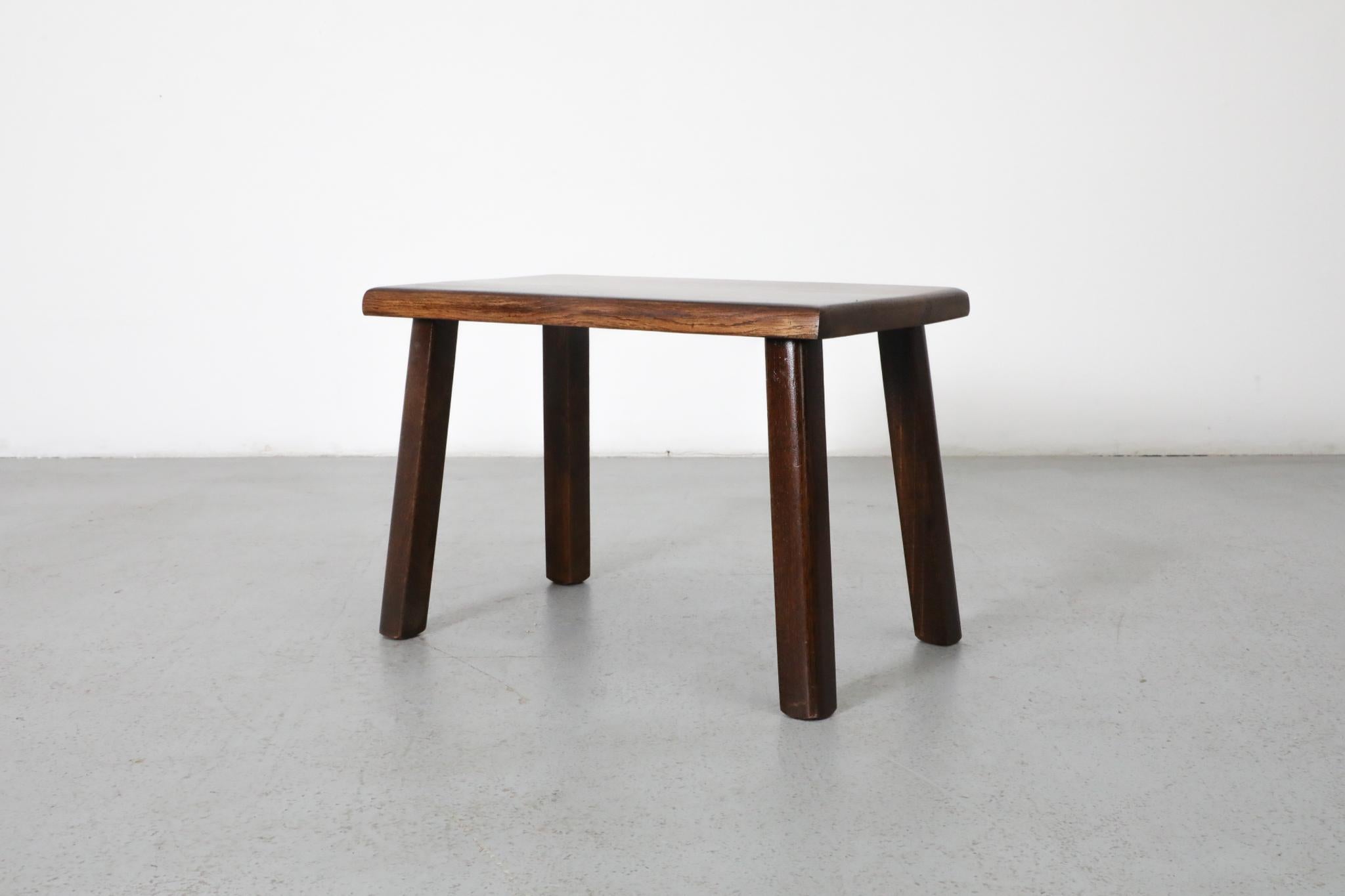 Pierre Chapo Style Dark Oak Brutalist Side Table with Rounded Legs For Sale 5