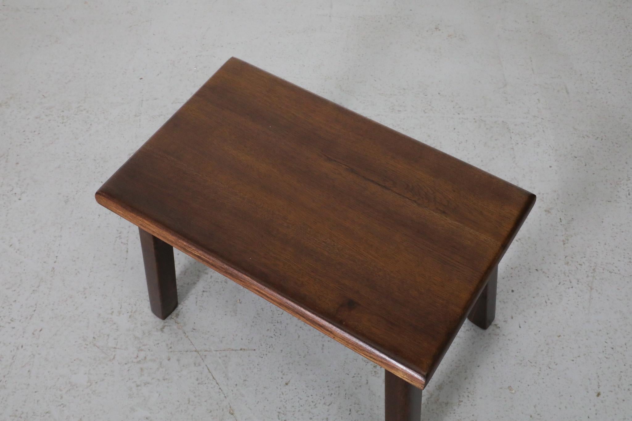 Pierre Chapo Style Dark Oak Brutalist Side Table with Rounded Legs For Sale 6