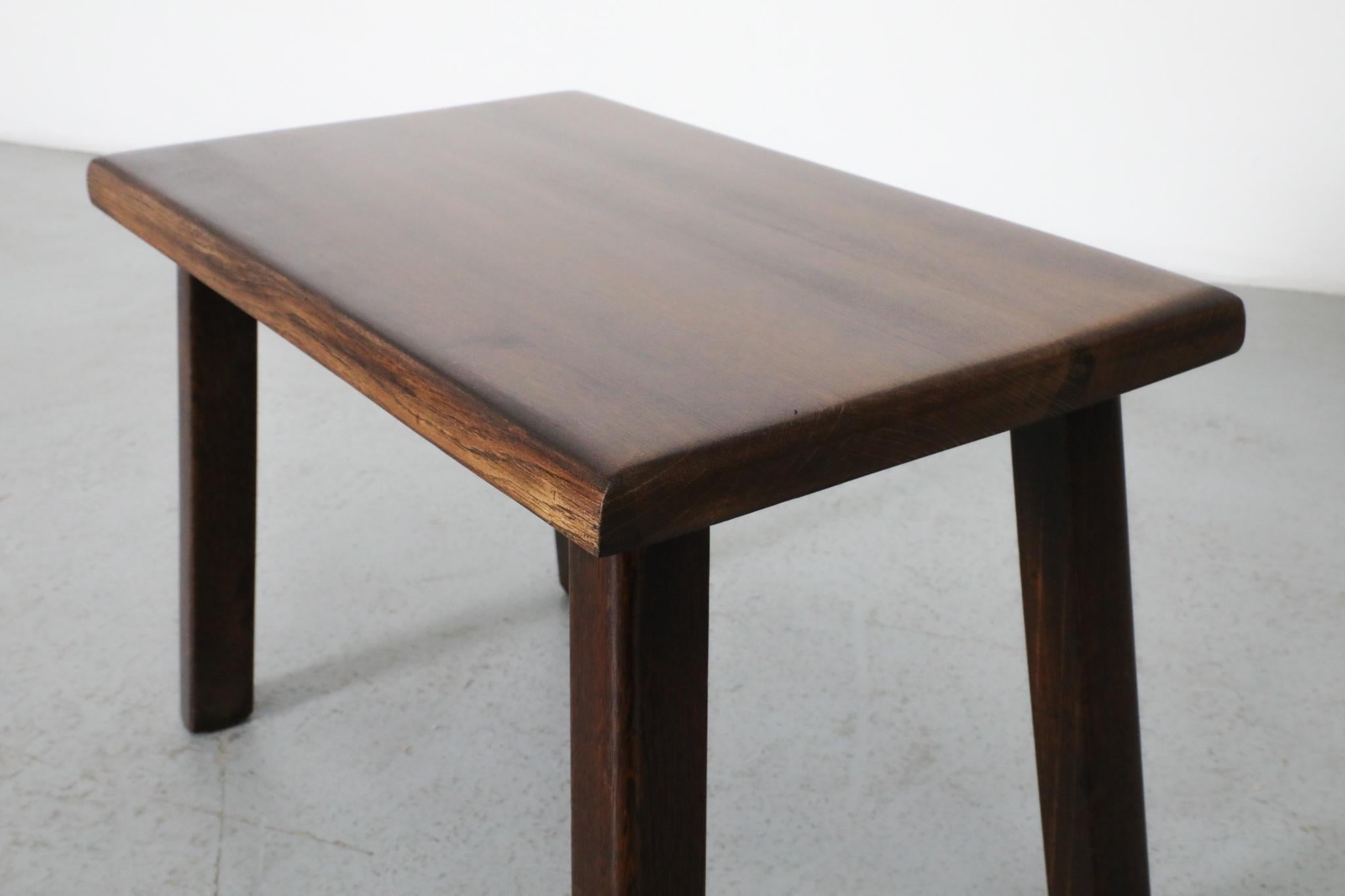 Pierre Chapo Style Dark Oak Brutalist Side Table with Rounded Legs For Sale 7