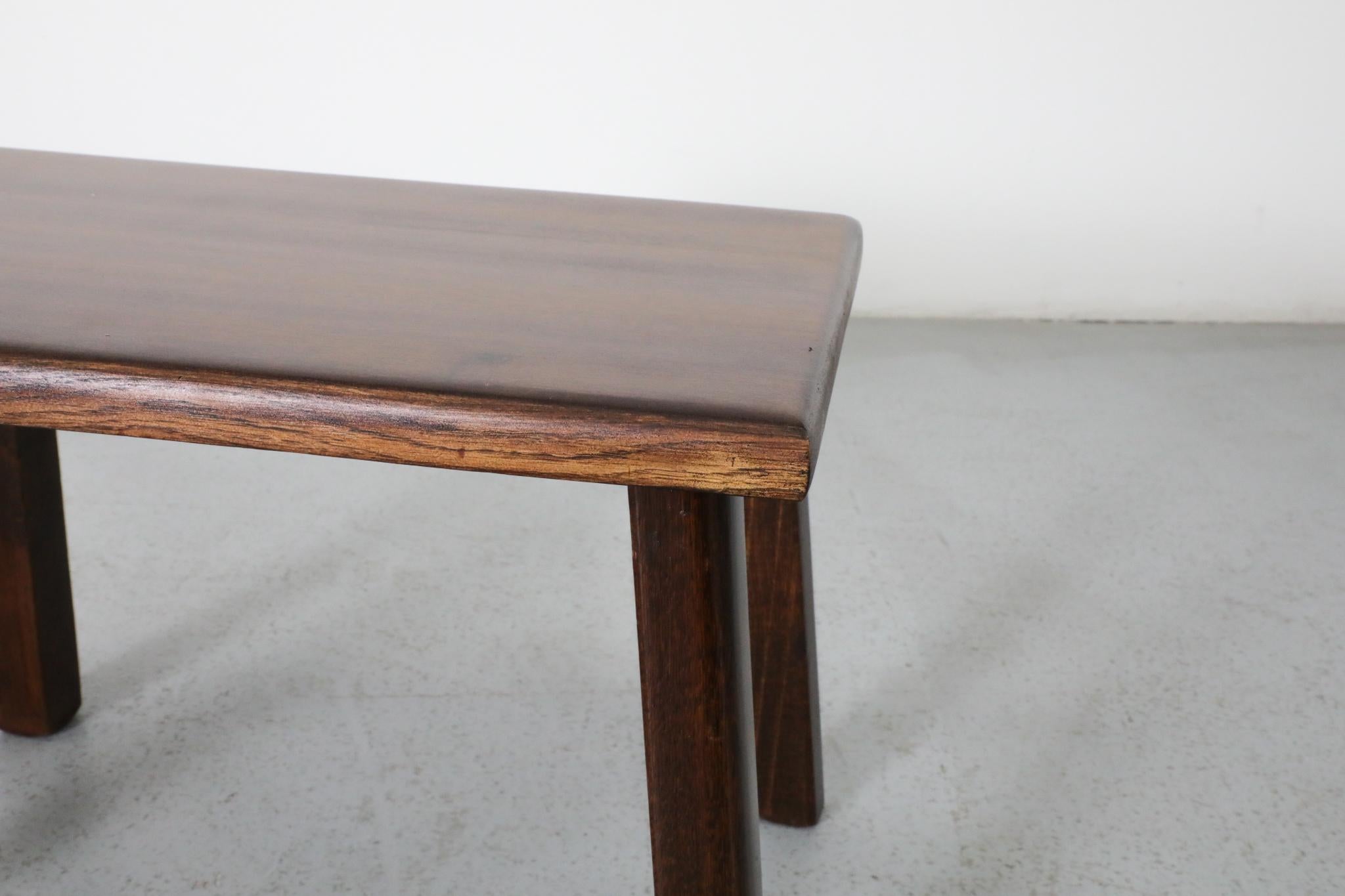Pierre Chapo Style Dark Oak Brutalist Side Table with Rounded Legs For Sale 8
