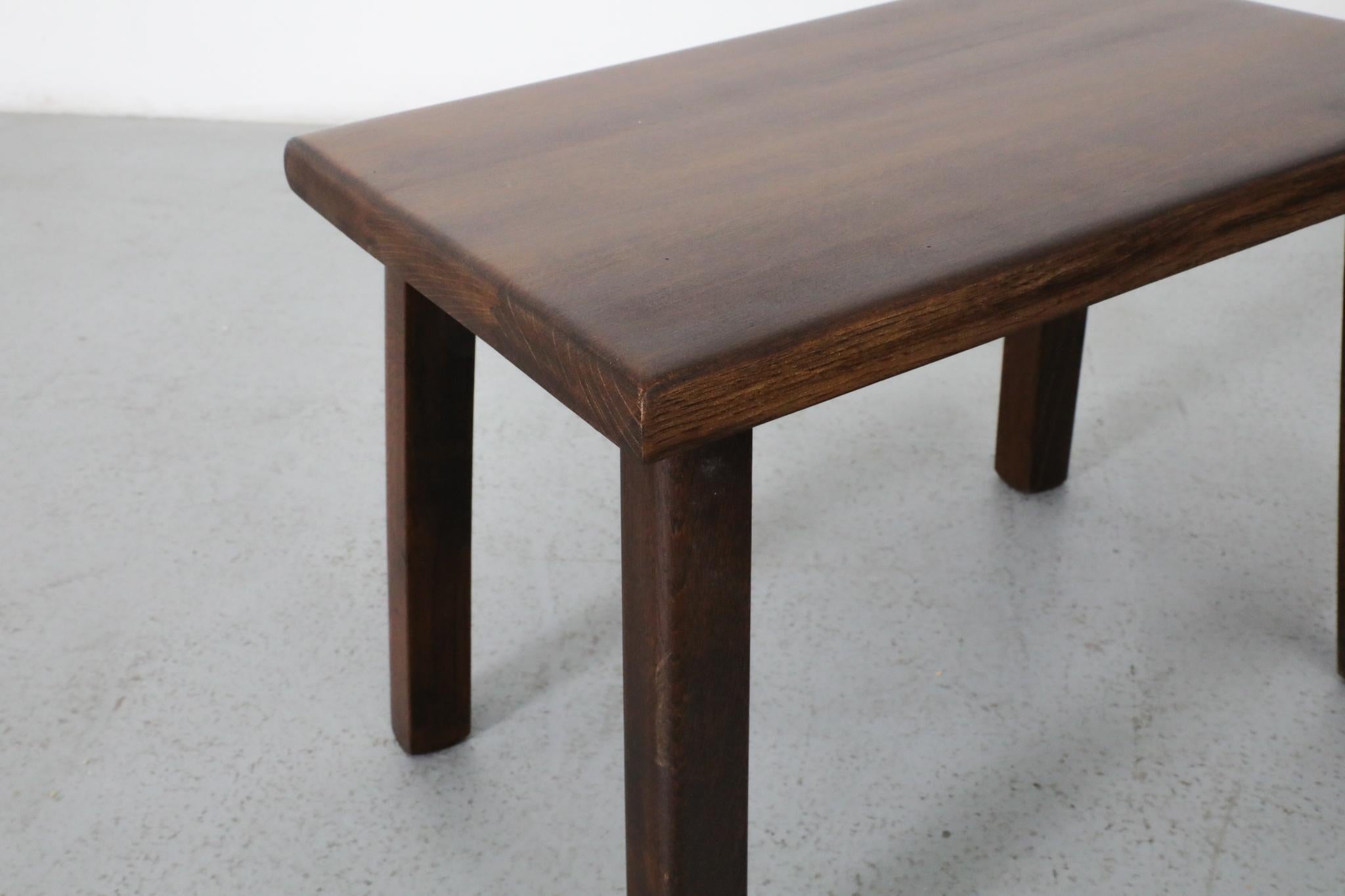 Pierre Chapo Style Dark Oak Brutalist Side Table with Rounded Legs For Sale 9