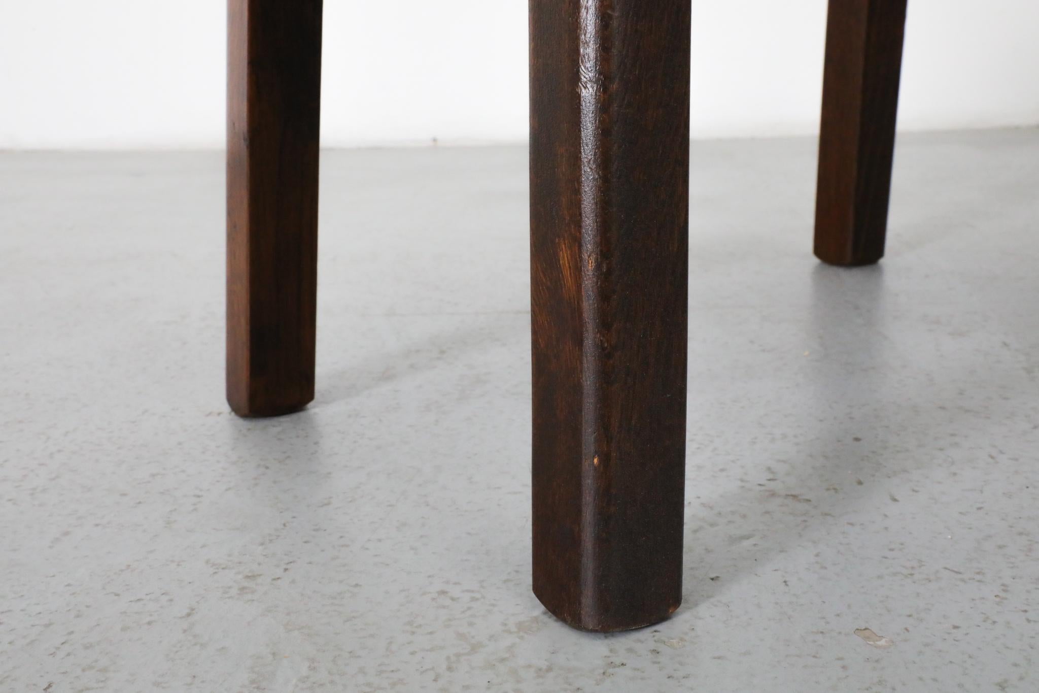 Pierre Chapo Style Dark Oak Brutalist Side Table with Rounded Legs For Sale 10