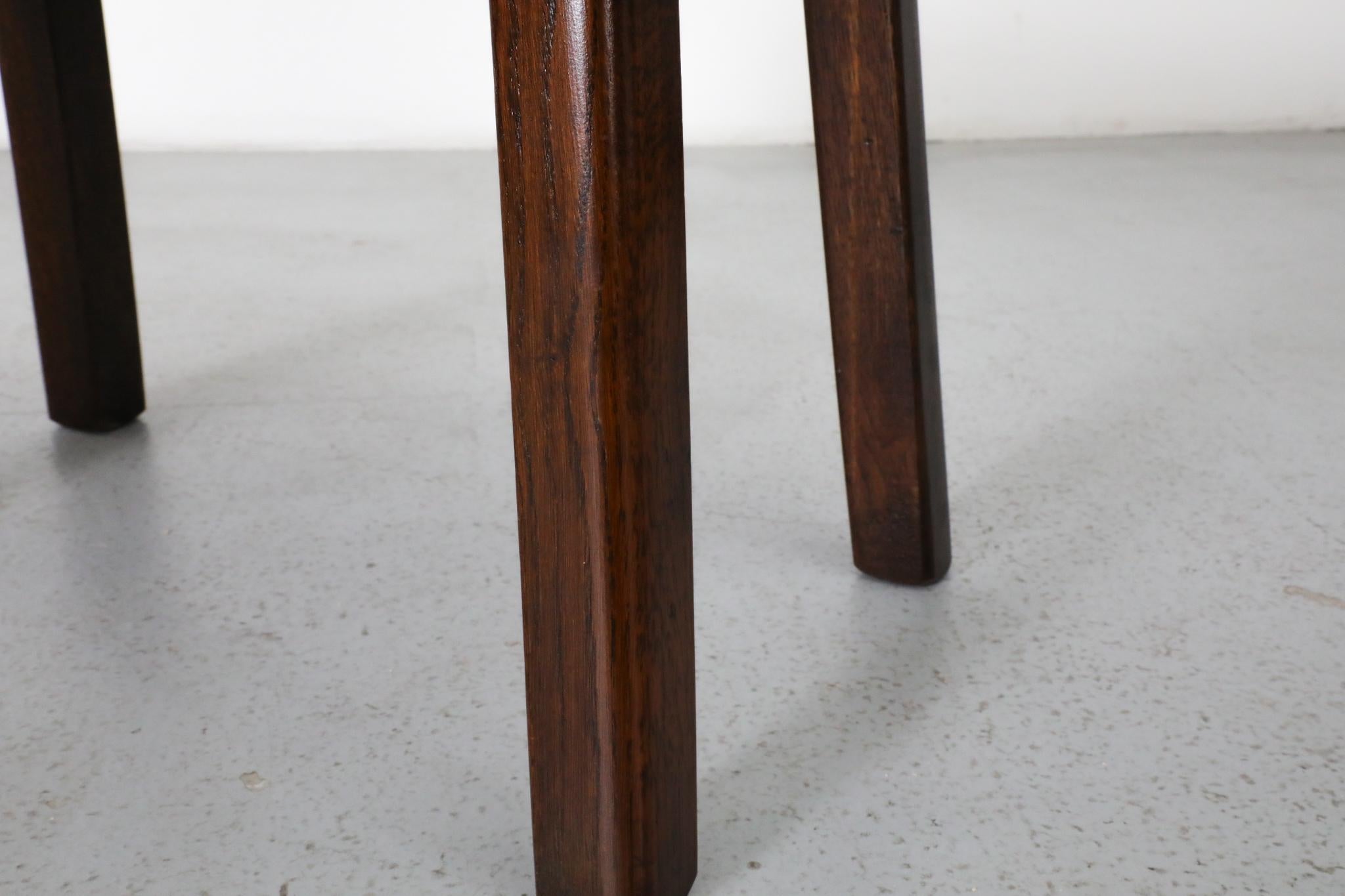 Pierre Chapo Style Dark Oak Brutalist Side Table with Rounded Legs For Sale 11
