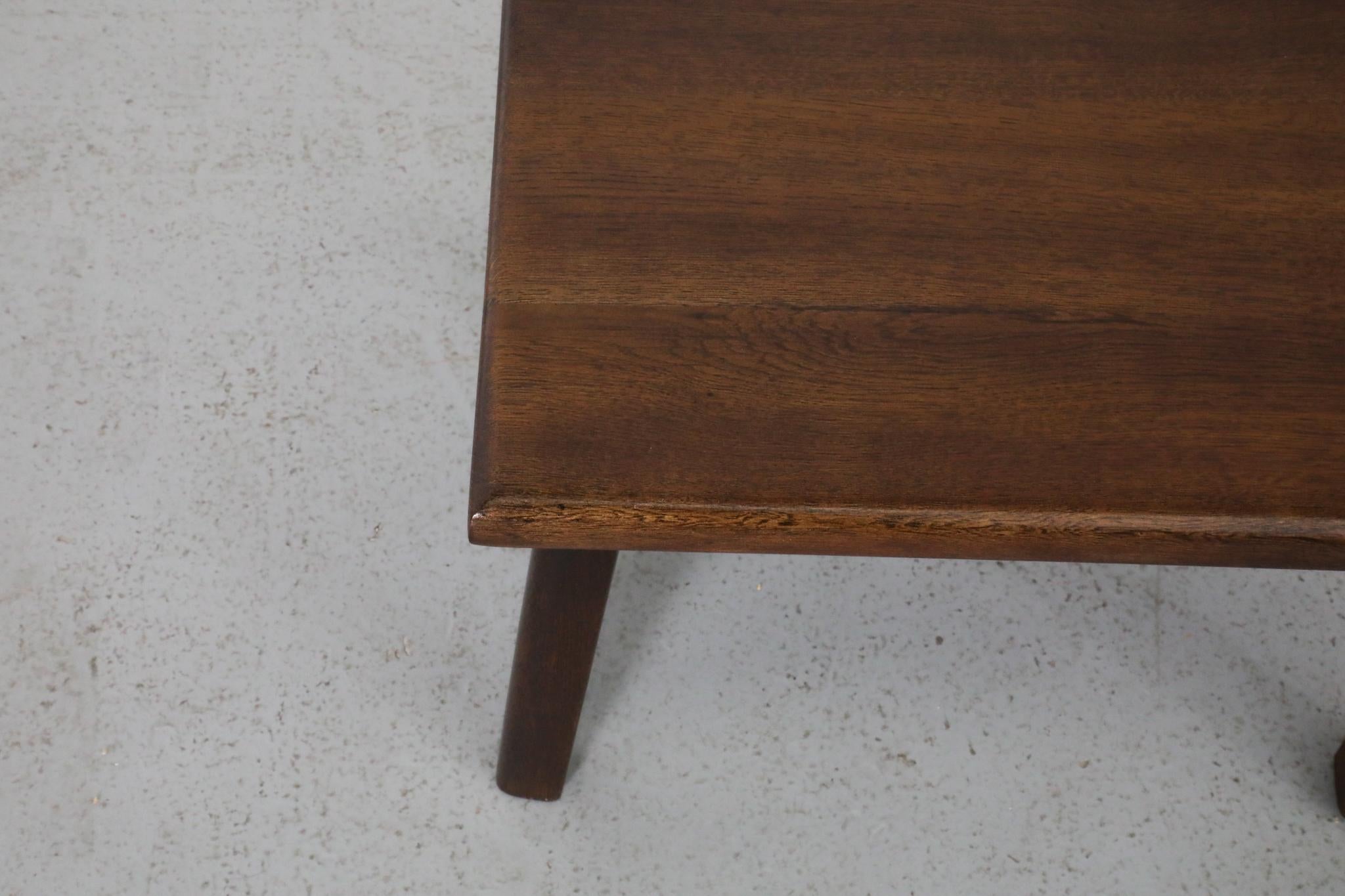 Pierre Chapo Style Dark Oak Brutalist Side Table with Rounded Legs For Sale 13