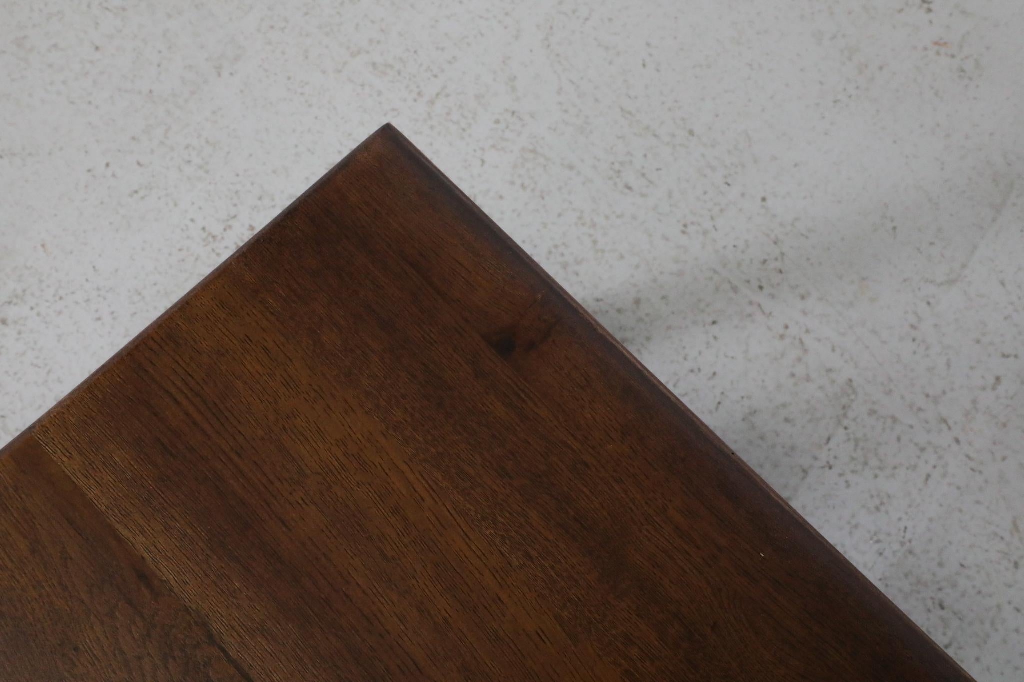 Pierre Chapo Style Dark Oak Brutalist Side Table with Rounded Legs For Sale 14