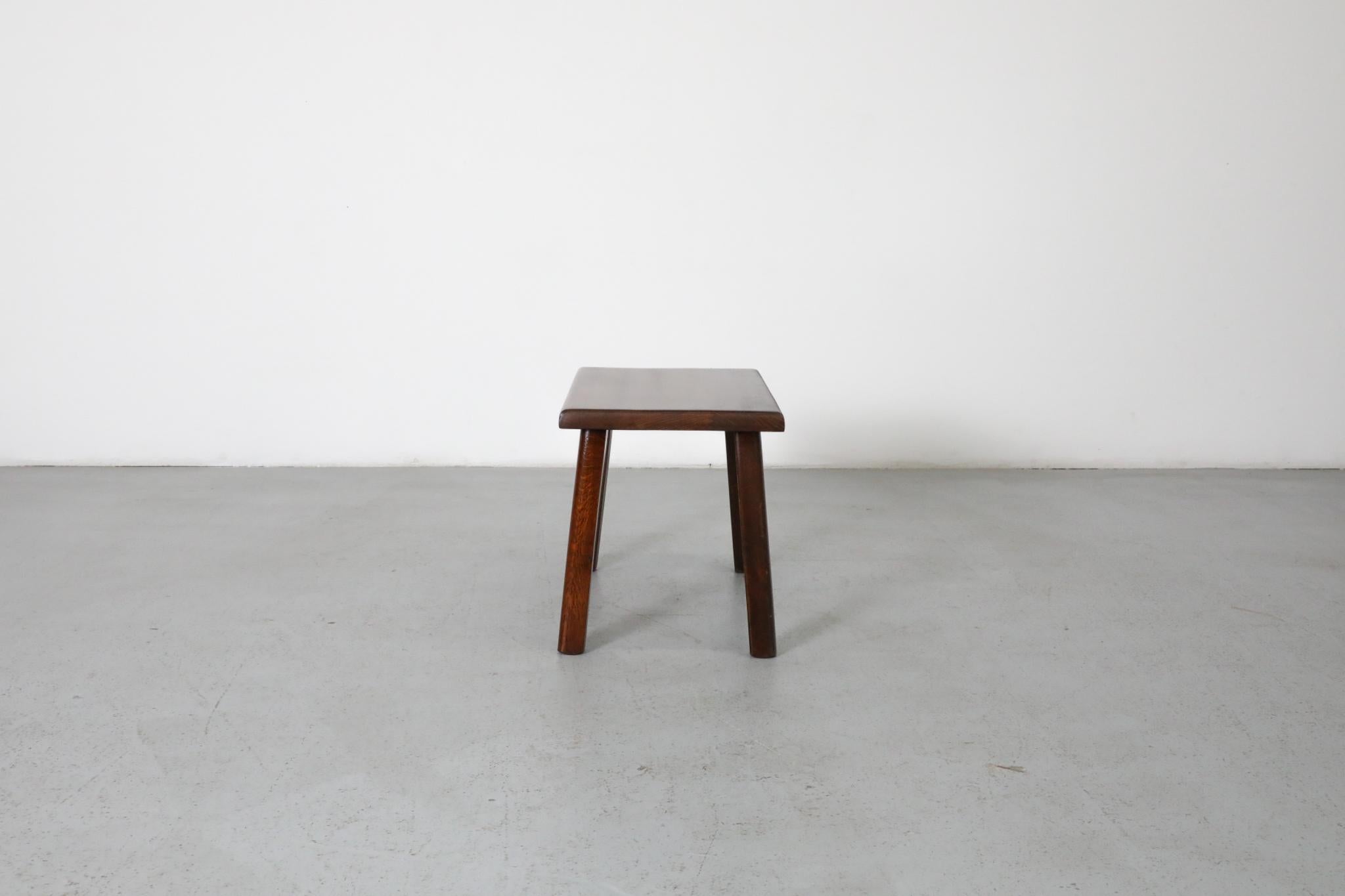 Pierre Chapo Style Dark Oak Brutalist Side Table with Rounded Legs In Good Condition For Sale In Los Angeles, CA