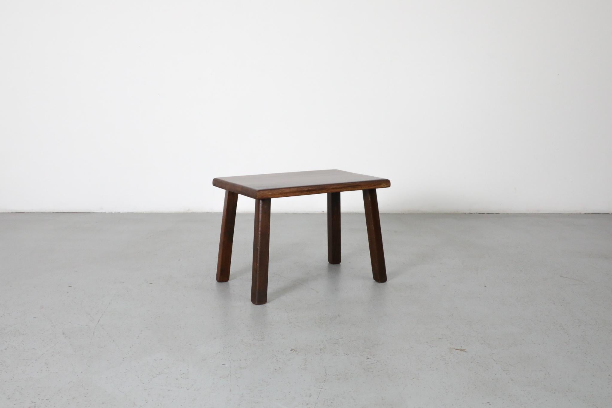 20th Century Pierre Chapo Style Dark Oak Brutalist Side Table with Rounded Legs For Sale