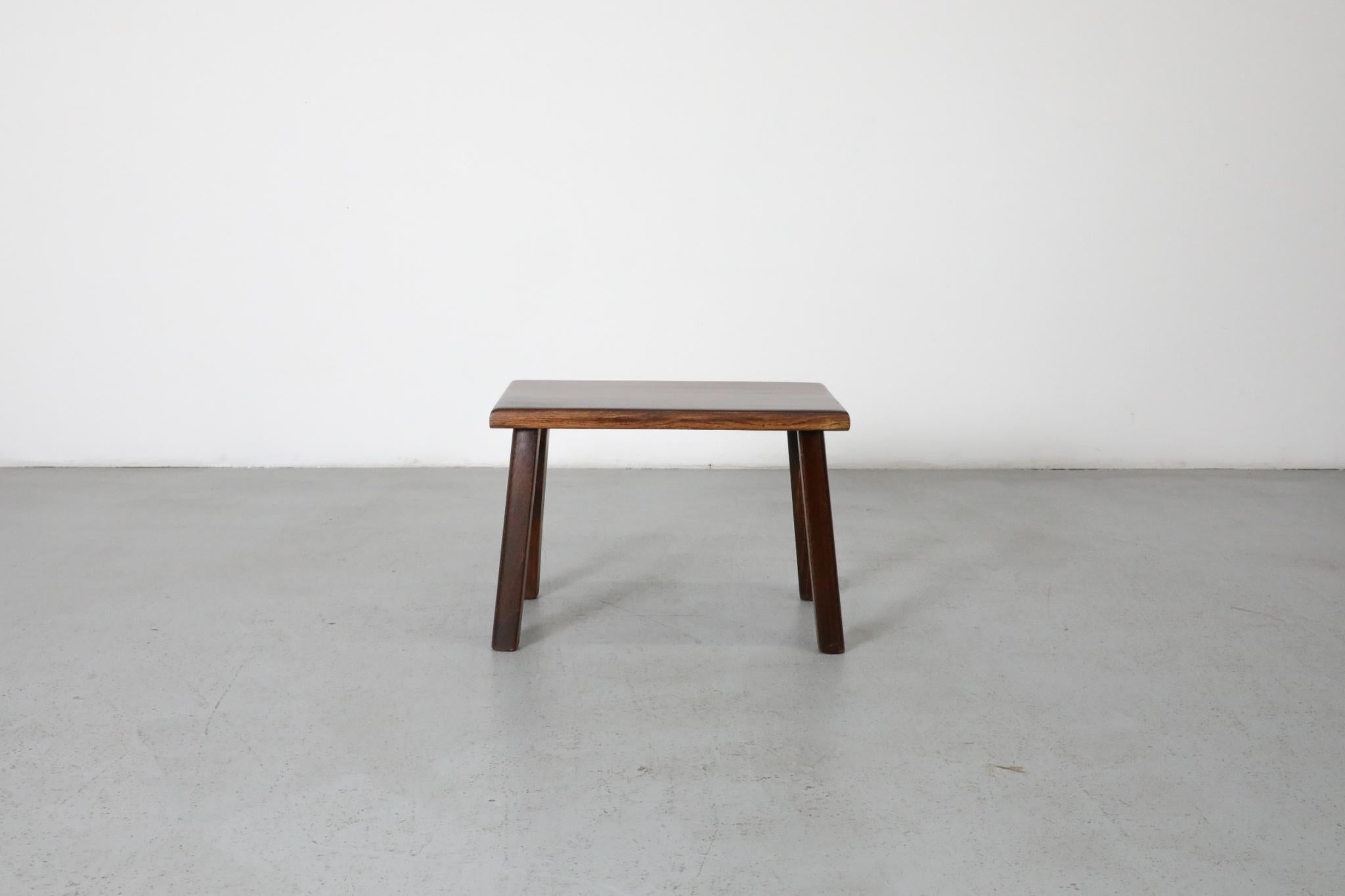 Pierre Chapo Style Dark Oak Brutalist Side Table with Rounded Legs For Sale 1