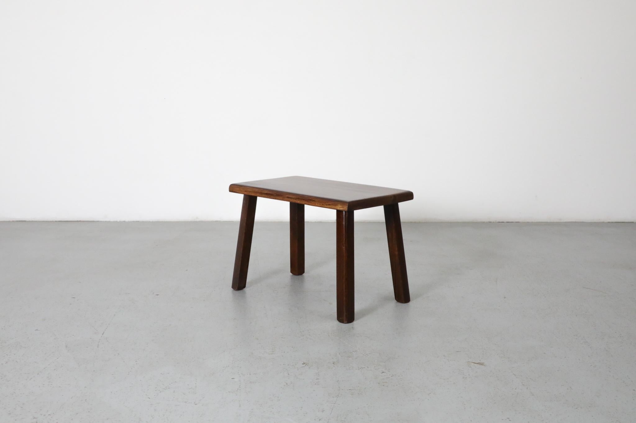 Pierre Chapo Style Dark Oak Brutalist Side Table with Rounded Legs For Sale 2