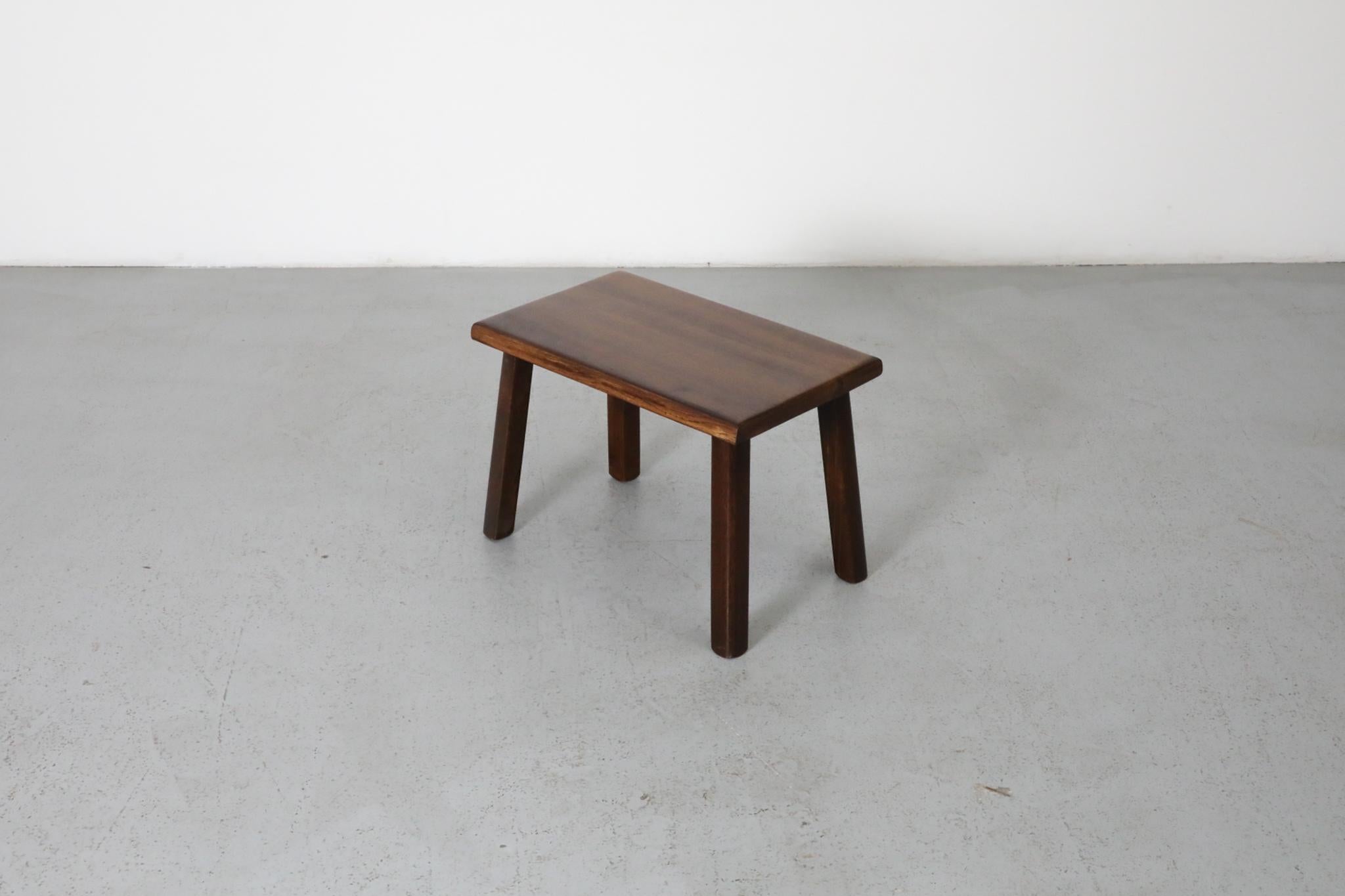 Pierre Chapo Style Dark Oak Brutalist Side Table with Rounded Legs For Sale 3