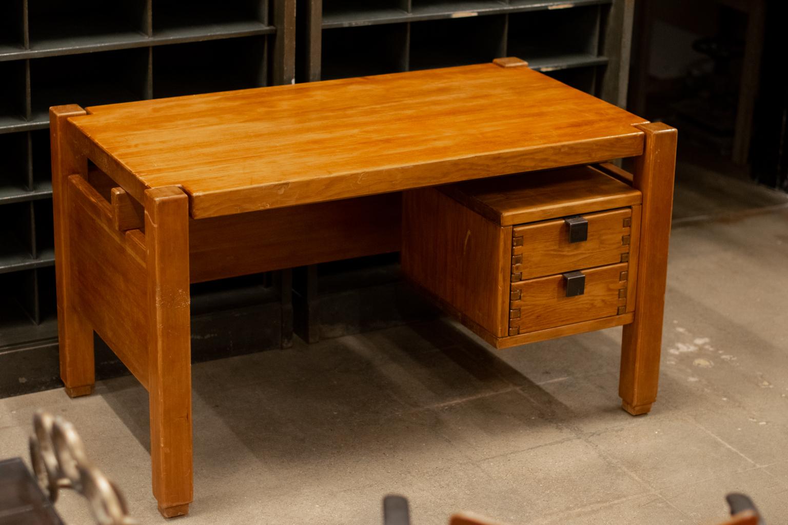 French Pierre Chapo Style Desk, France, 1960s