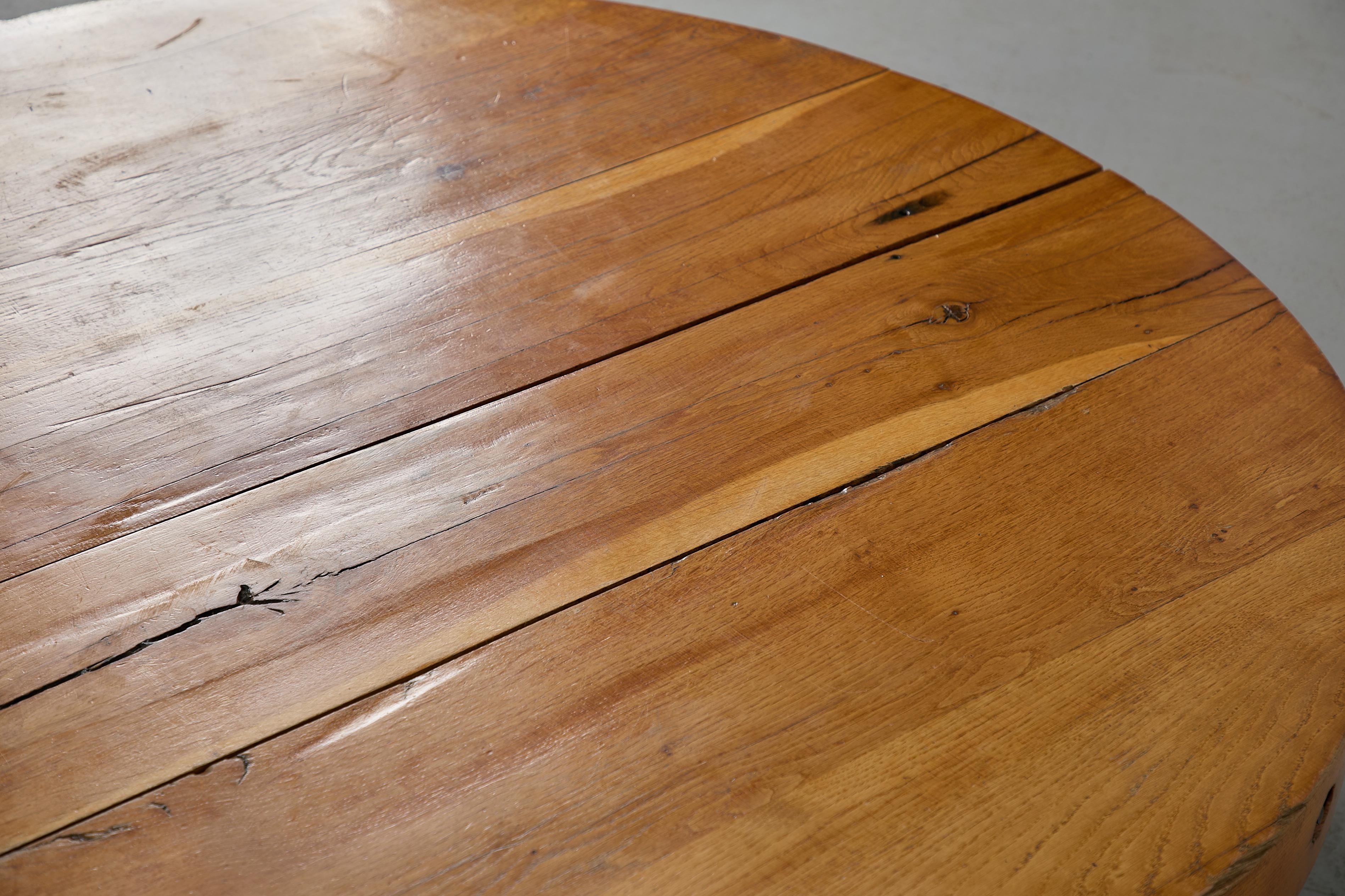 Tavolino da caffè brutalista massiccio in Oak, stile Pierre Chapo in vendita 7