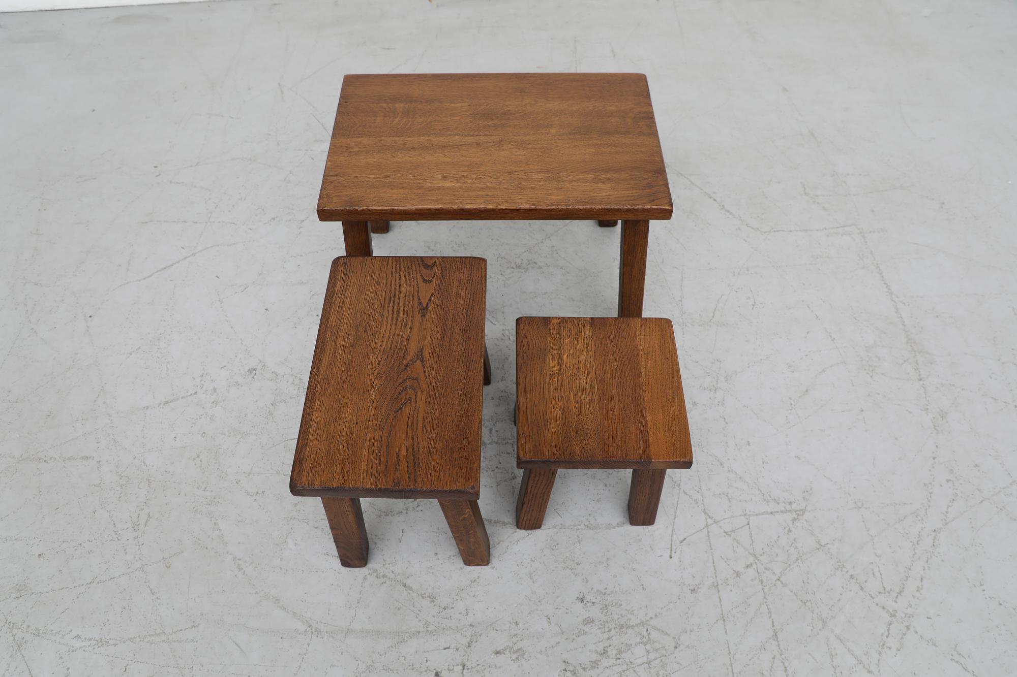 Pierre Chapo Style Oak Nesting Tables 4