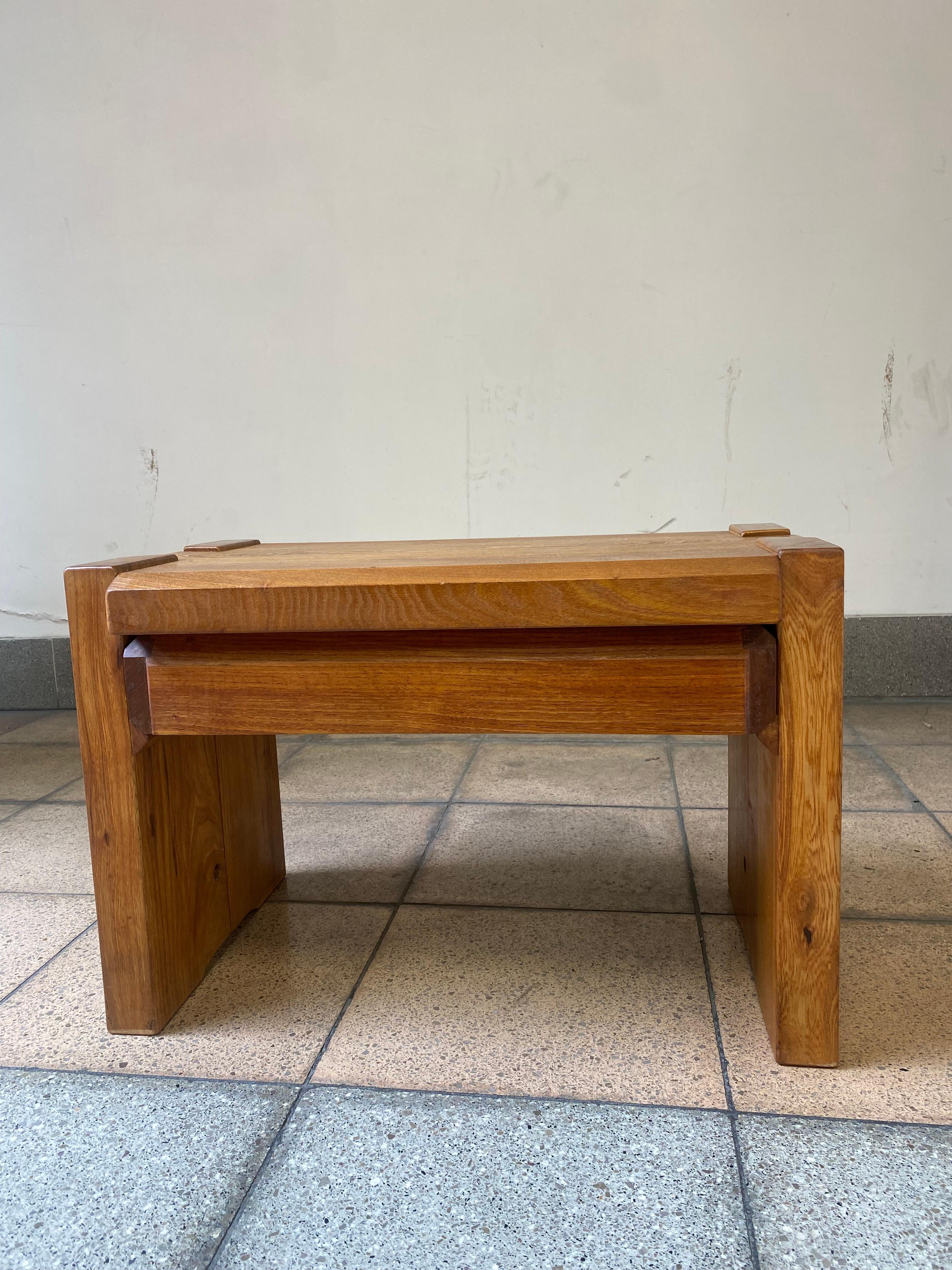 Pierre Chapo T-38 bedside table Solid elm wood In Good Condition For Sale In Saint ouen, FR