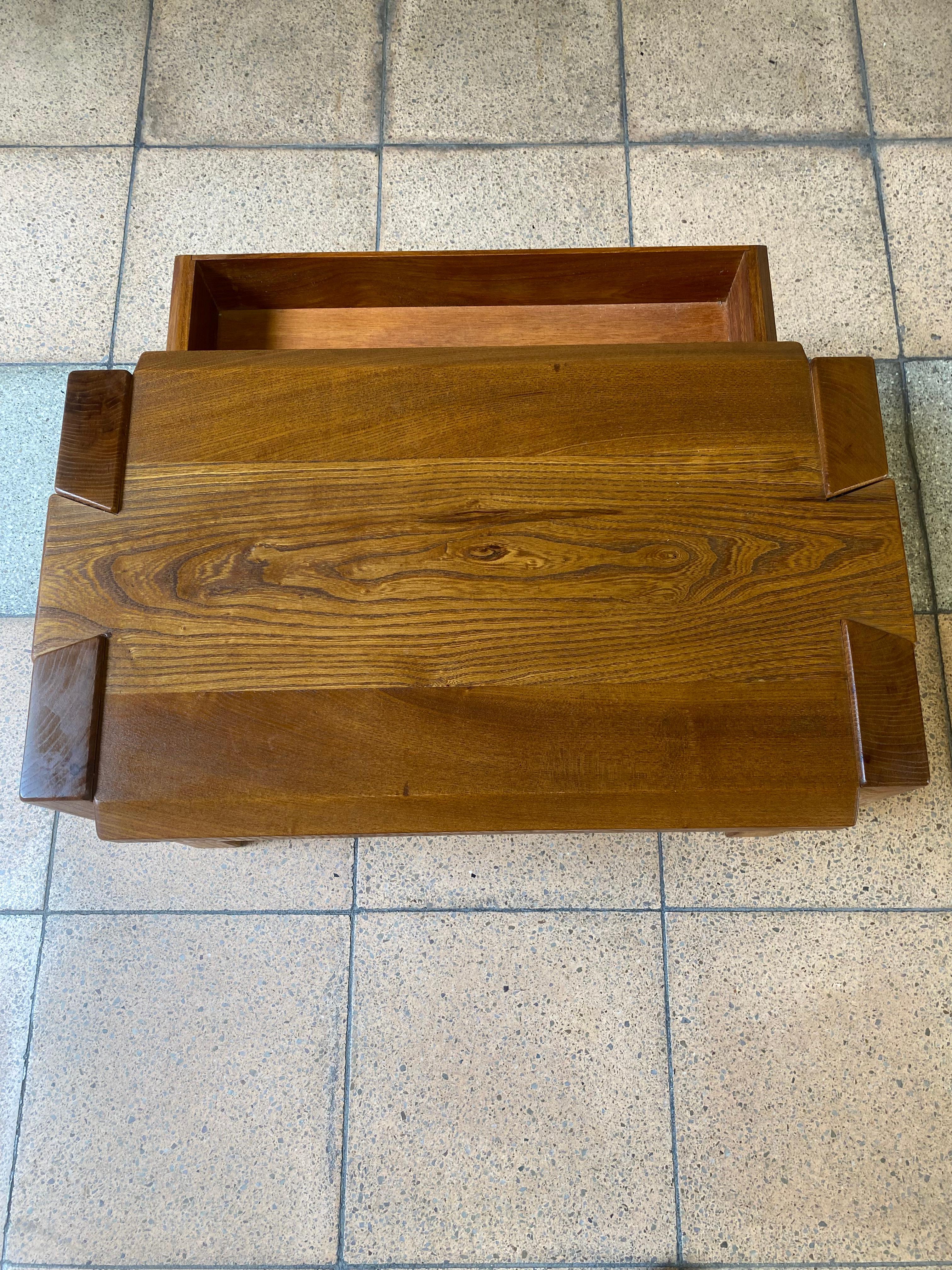 Pierre Chapo T-38 bedside table Solid elm wood For Sale 3