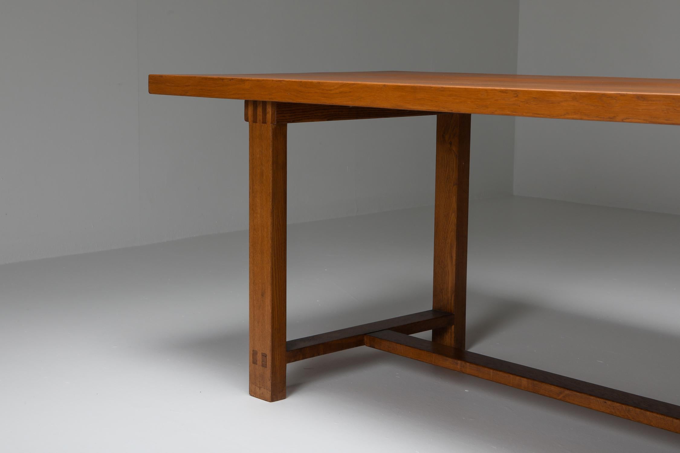 Pierre Chapo T01D Dining Table in Solid Elm In Good Condition In Antwerp, BE