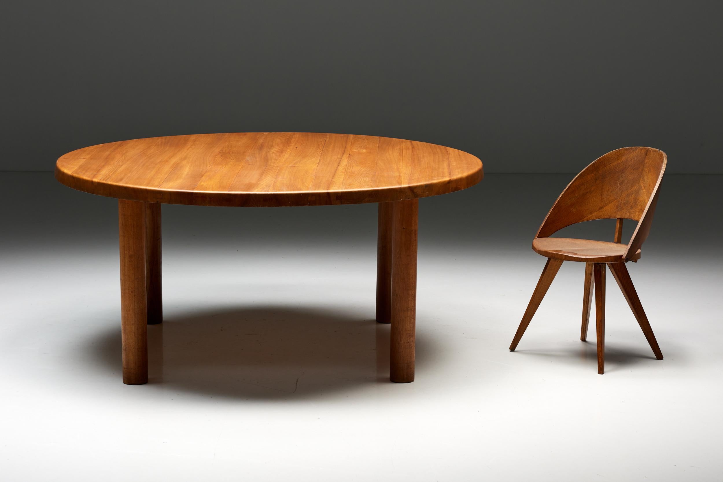 Mid-Century Modern Pierre Chapo 'T02' Elm Dining Table, France, 1960s For Sale