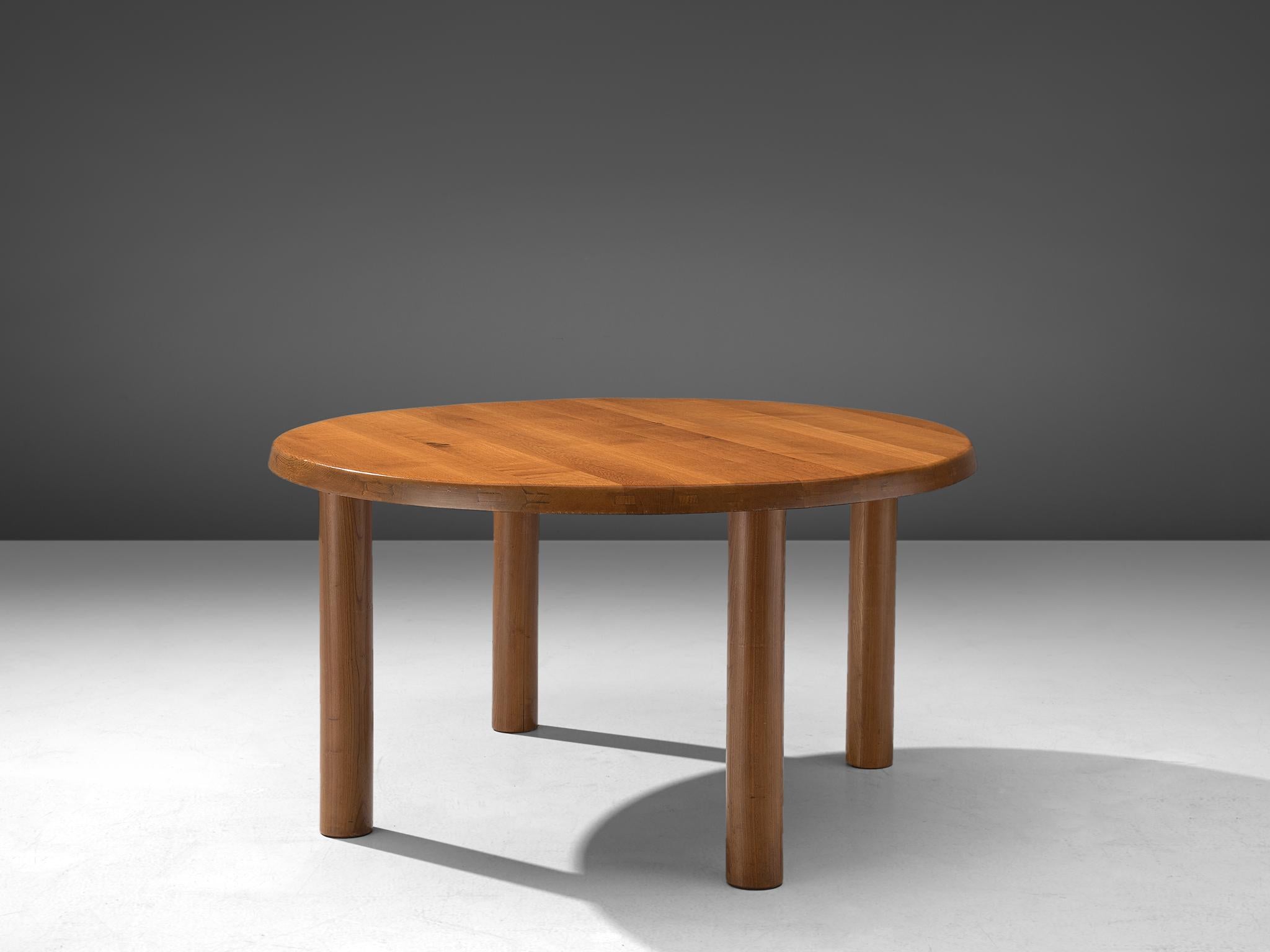 Mid-Century Modern Pierre Chapo T02 Round Dining Table In Oak