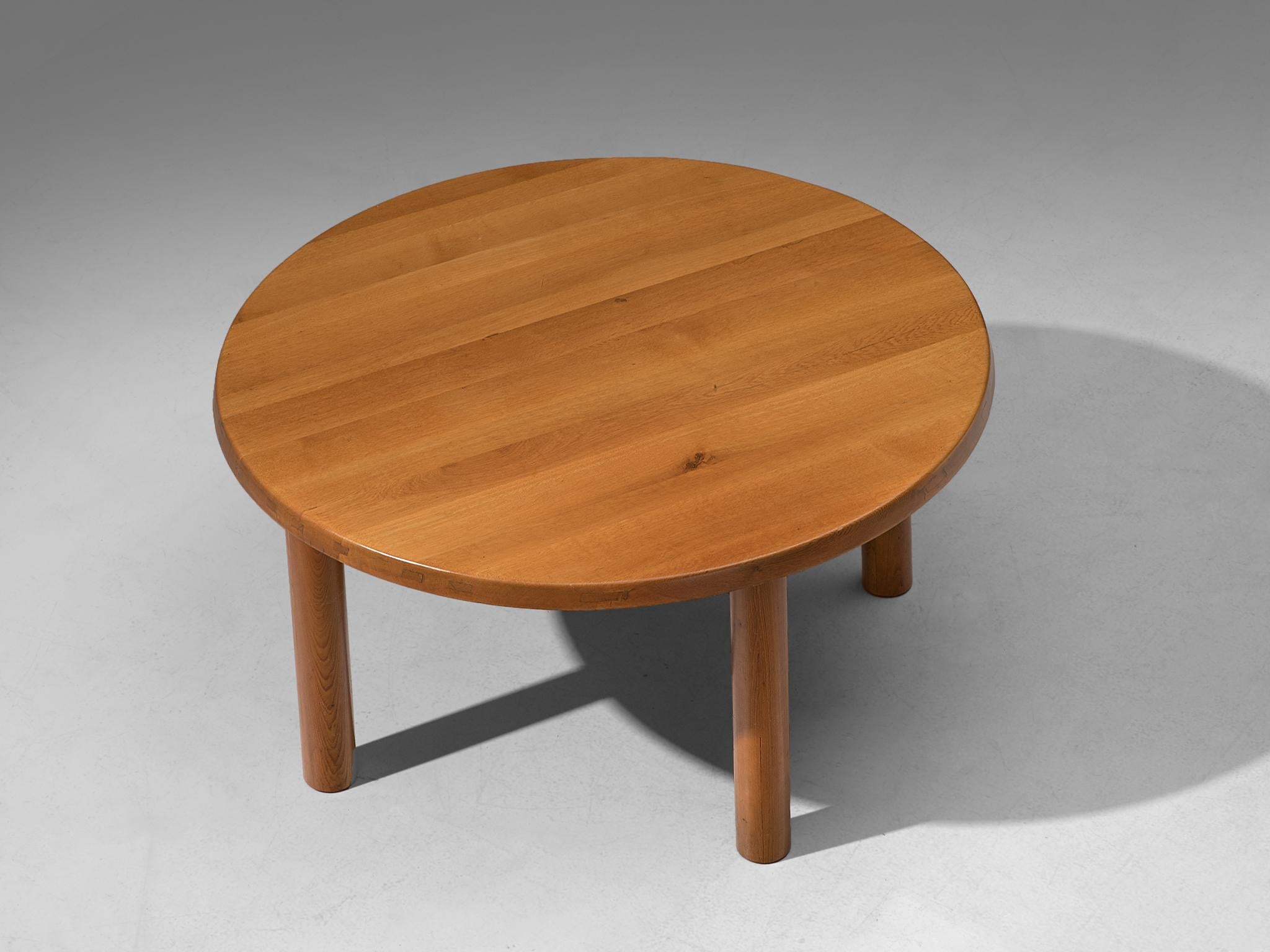 Pierre Chapo T02 Round Dining Table In Oak In Good Condition In Waalwijk, NL