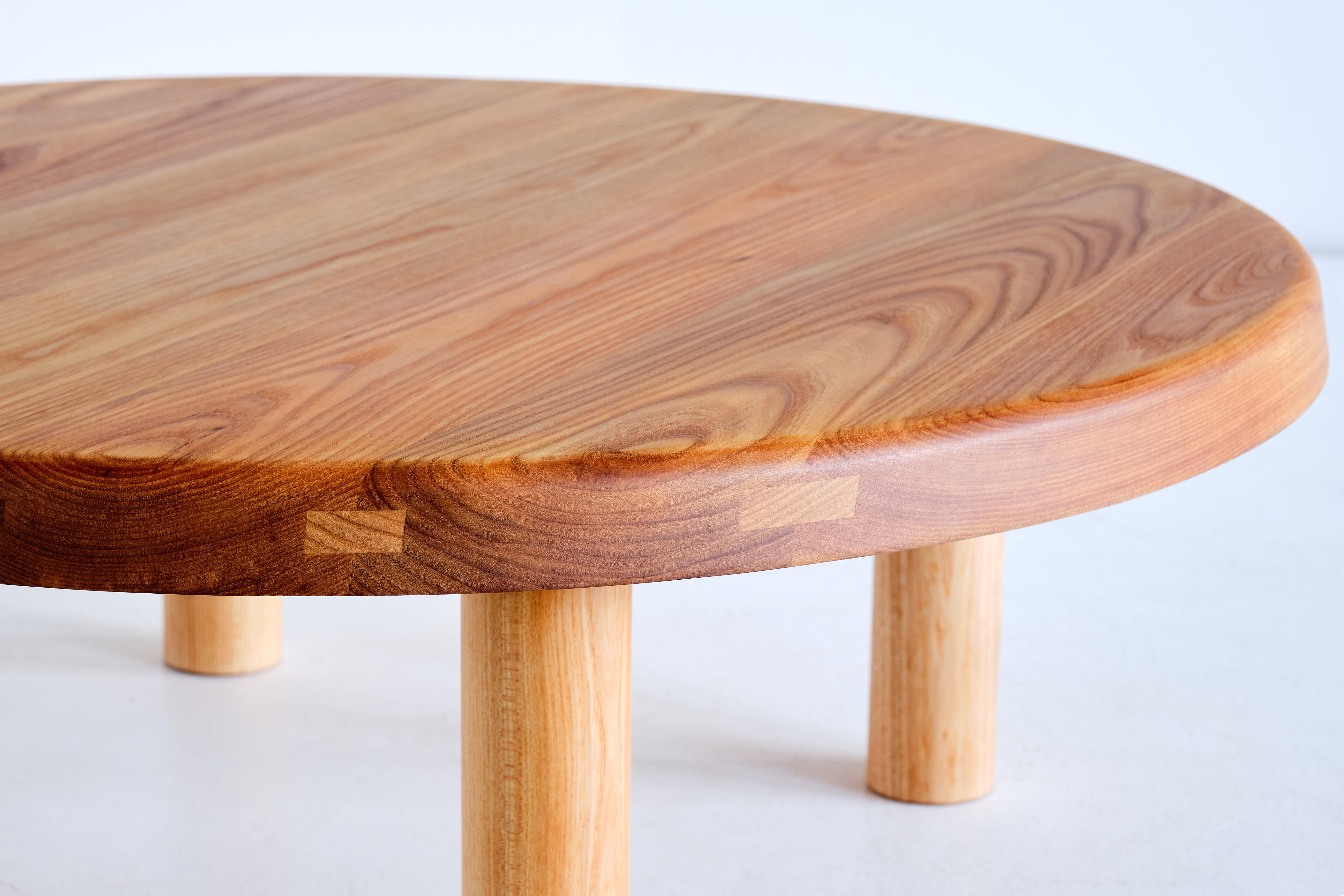 French Pierre Chapo T02M Coffee Table in Solid Elm, Chapo Creation, France