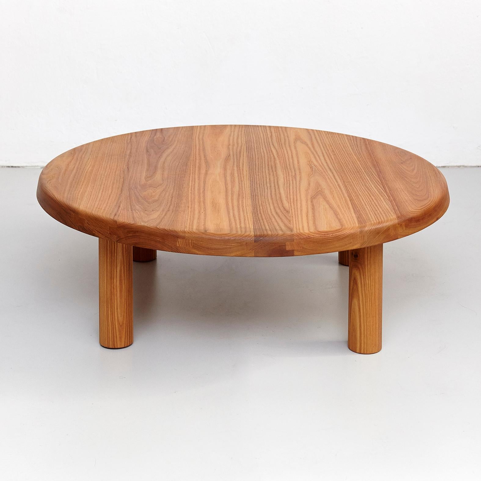 Coffee table designed by Pierre Chapo, 
Manufactured by Chapo Creations in France.

Solid elmwood.

Measure: 95 x 33 cm

This is a piece made upon request, each wood is different so the drawing of the wood and wood tone will be different on each