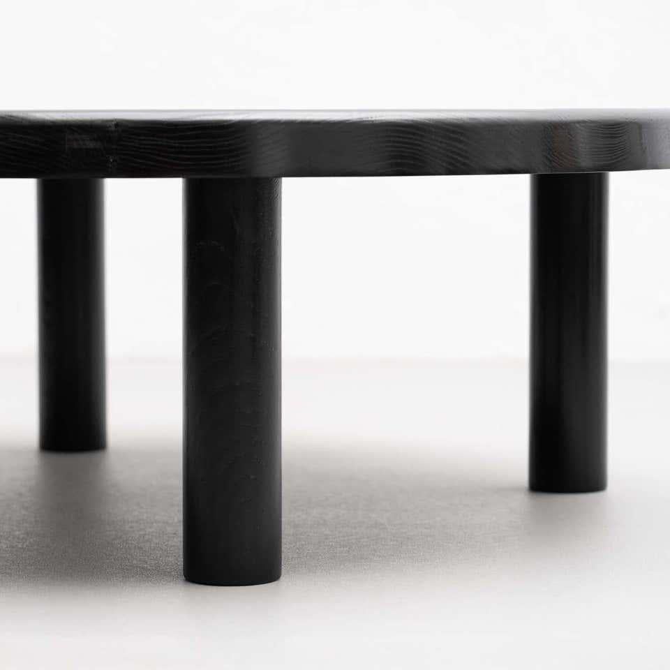 Pierre Chapo T02M Special Black Edition Round Coffee Table In Good Condition For Sale In Barcelona, Barcelona