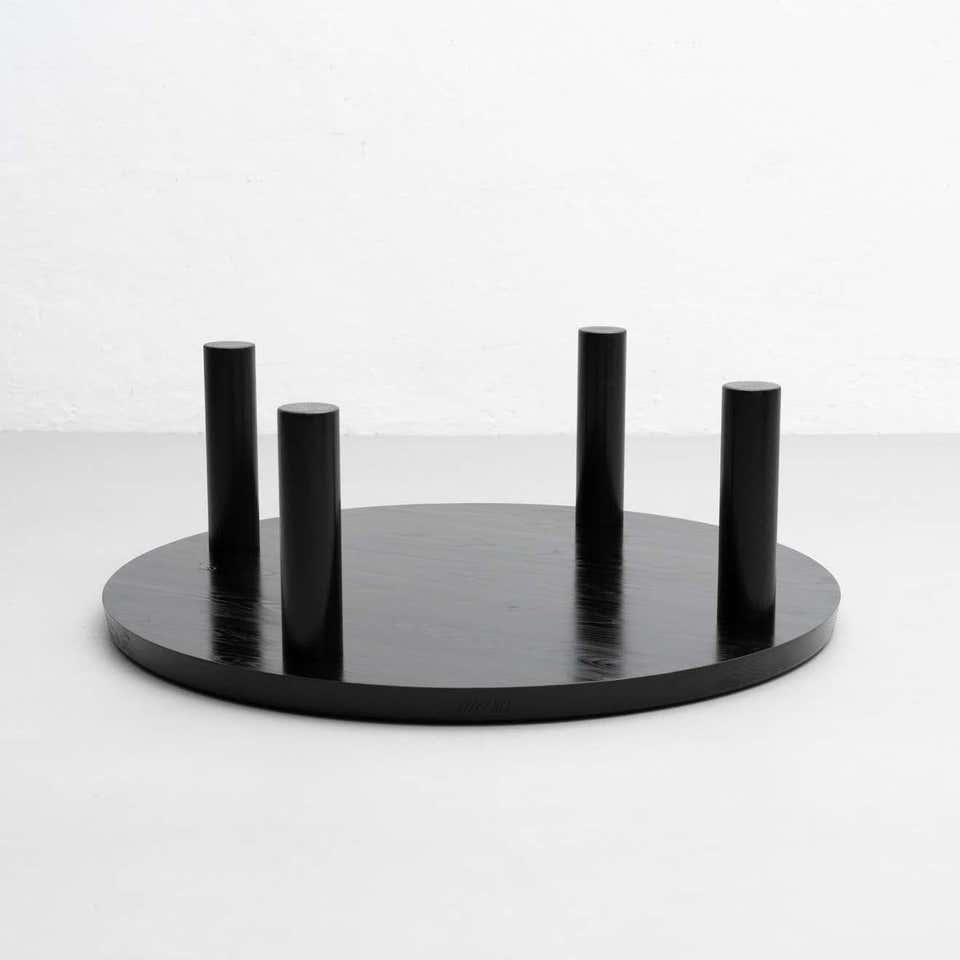 XXIe siècle et contemporain Table basse ronde Pierre Chapo T02M édition spéciale noire en vente