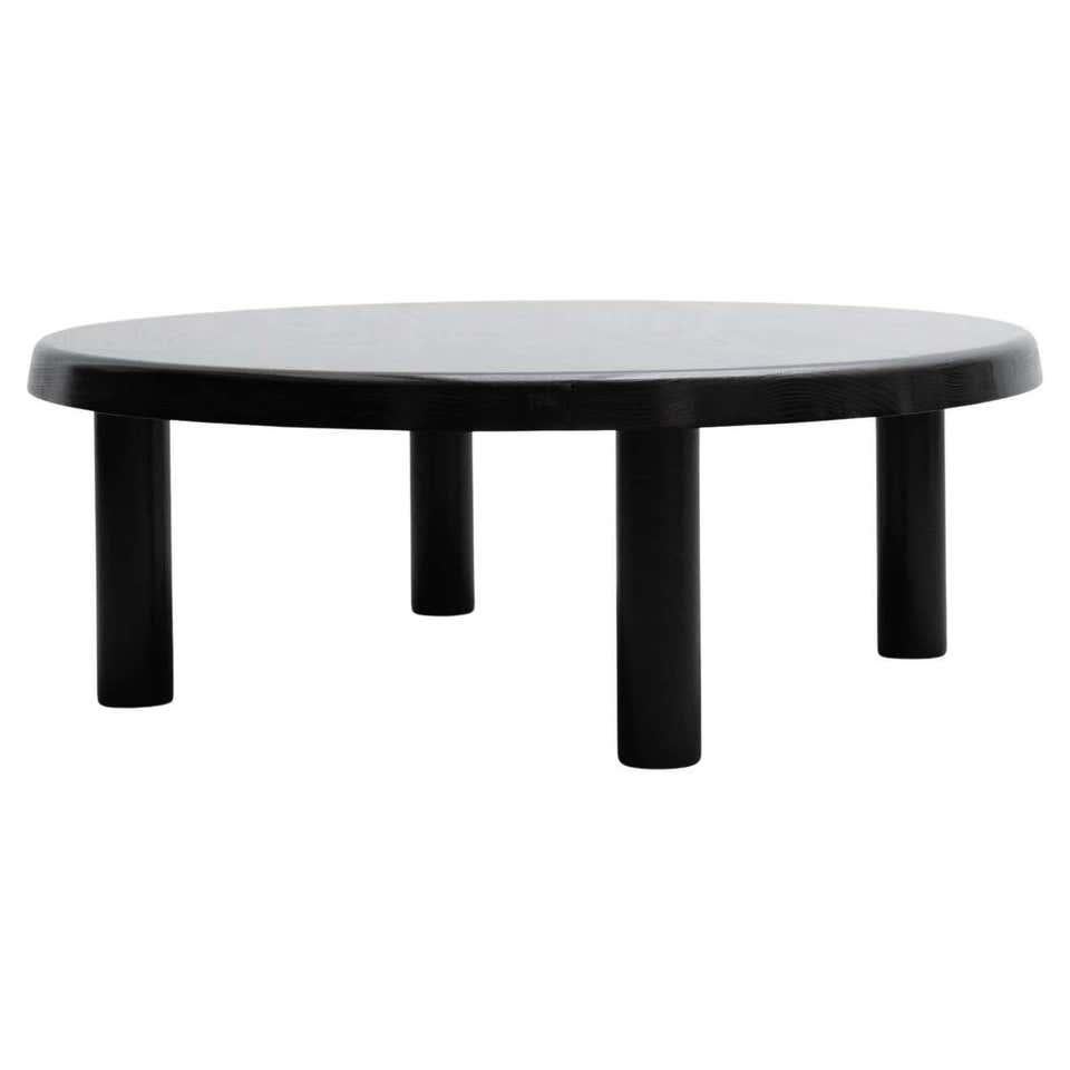 Pierre Chapo T02M Special Black Edition Round Coffee Table For Sale 1