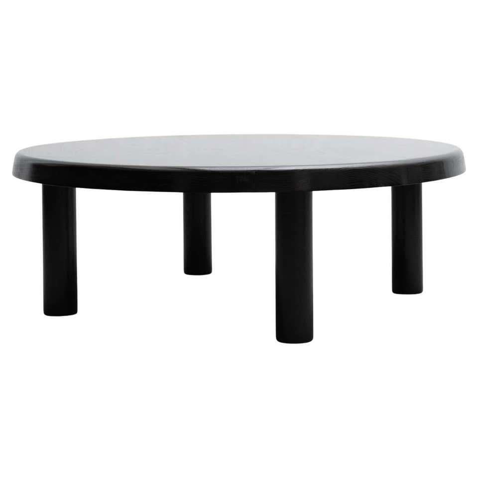 Table basse ronde Pierre Chapo T02M édition spéciale noire en vente 1