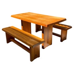 Pierre Chapo - T14a Table and Benches Set - circa 1970