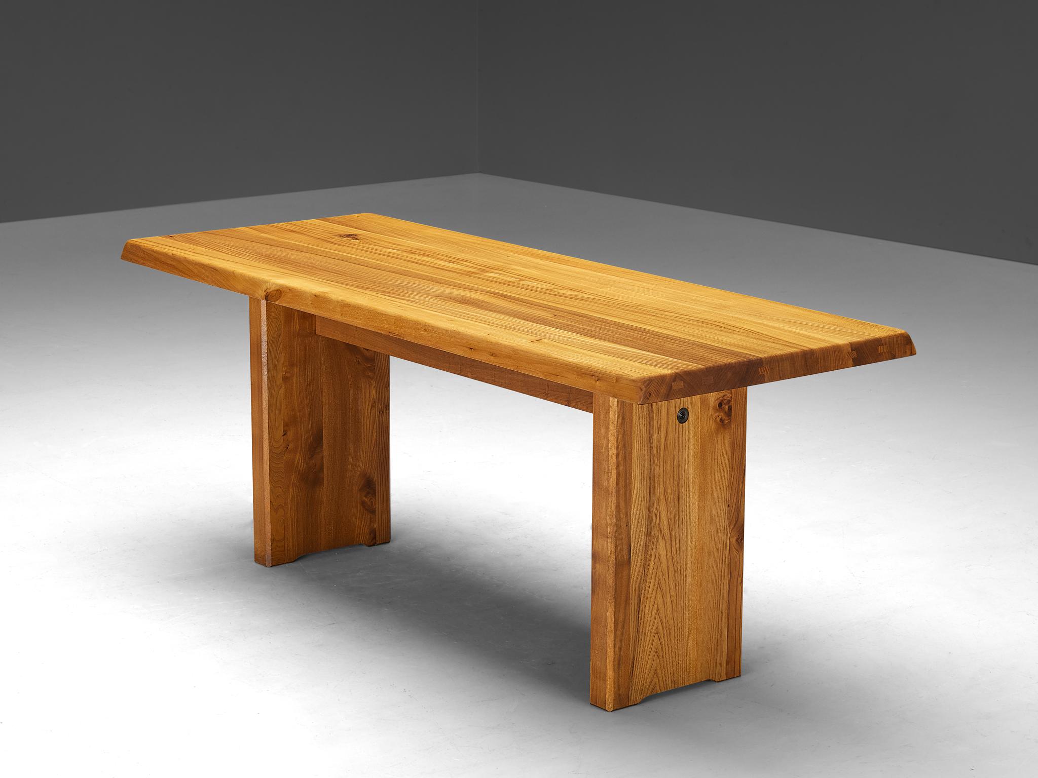 French Pierre Chapo 'T14B' Table in Solid Elm 