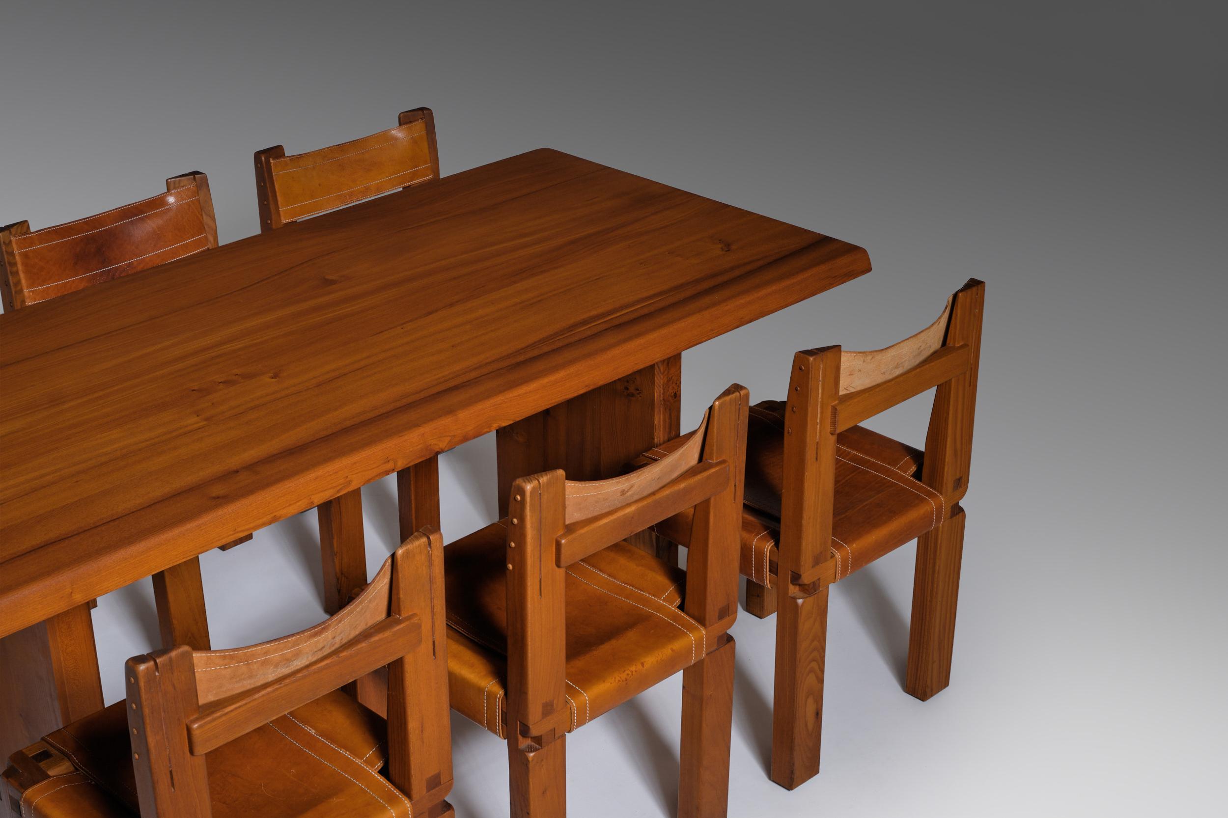 Pierre Chapo ‘T14C’ Dining Table in Solid Elm 4