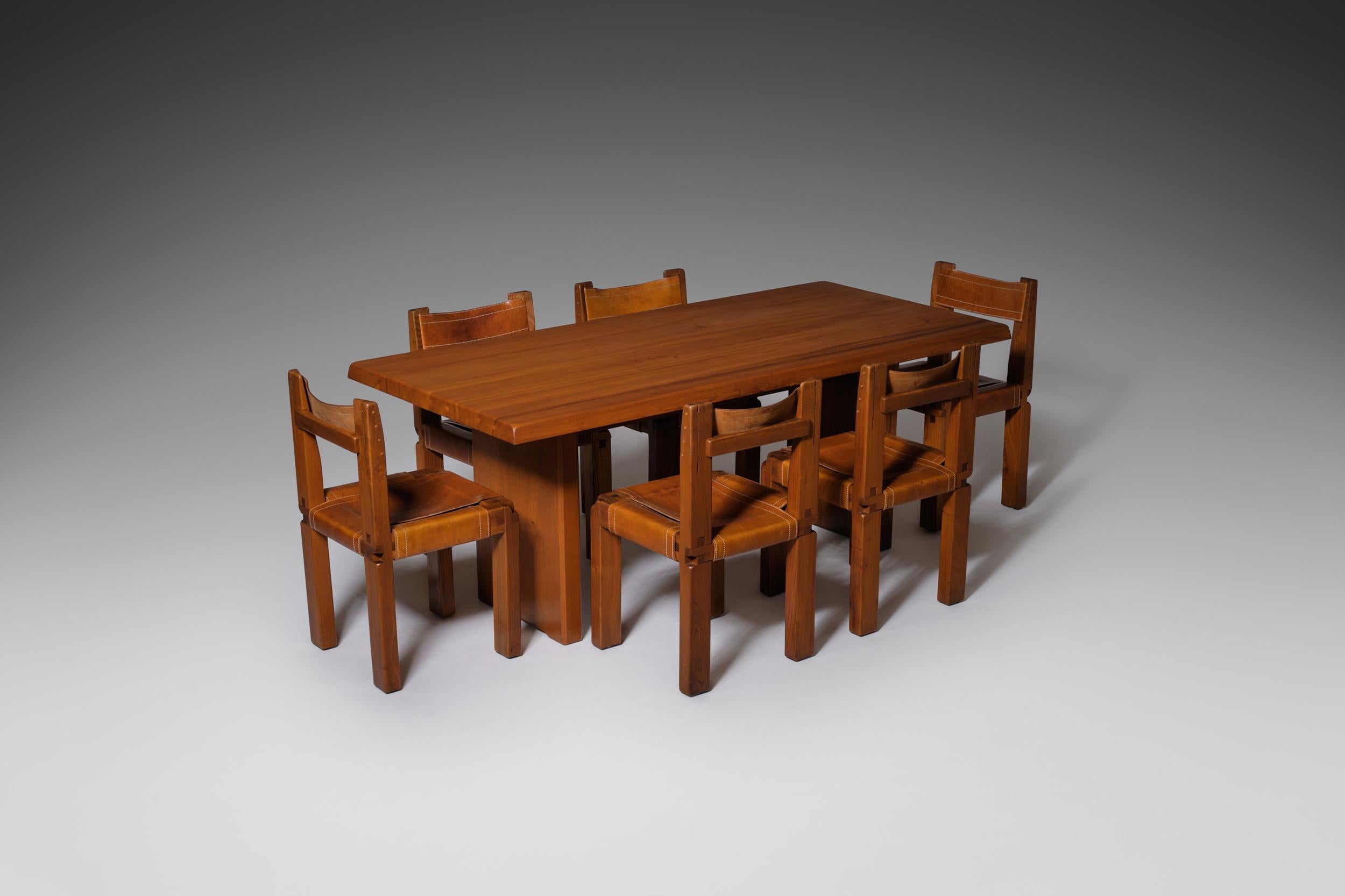 Pierre Chapo ‘T14C’ Dining Table in Solid Elm 5