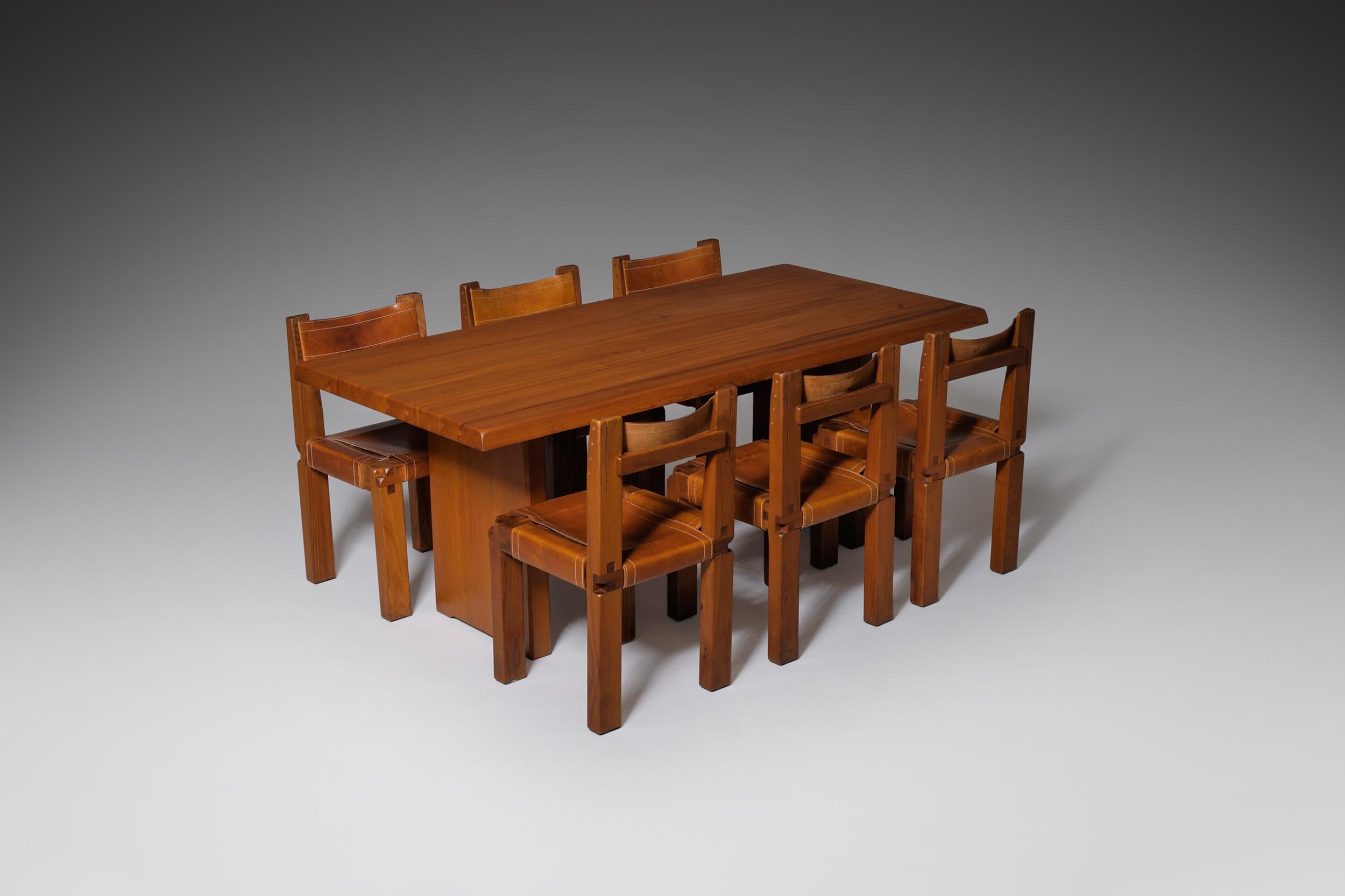 Pierre Chapo ‘T14C’ Dining Table in Solid Elm 6