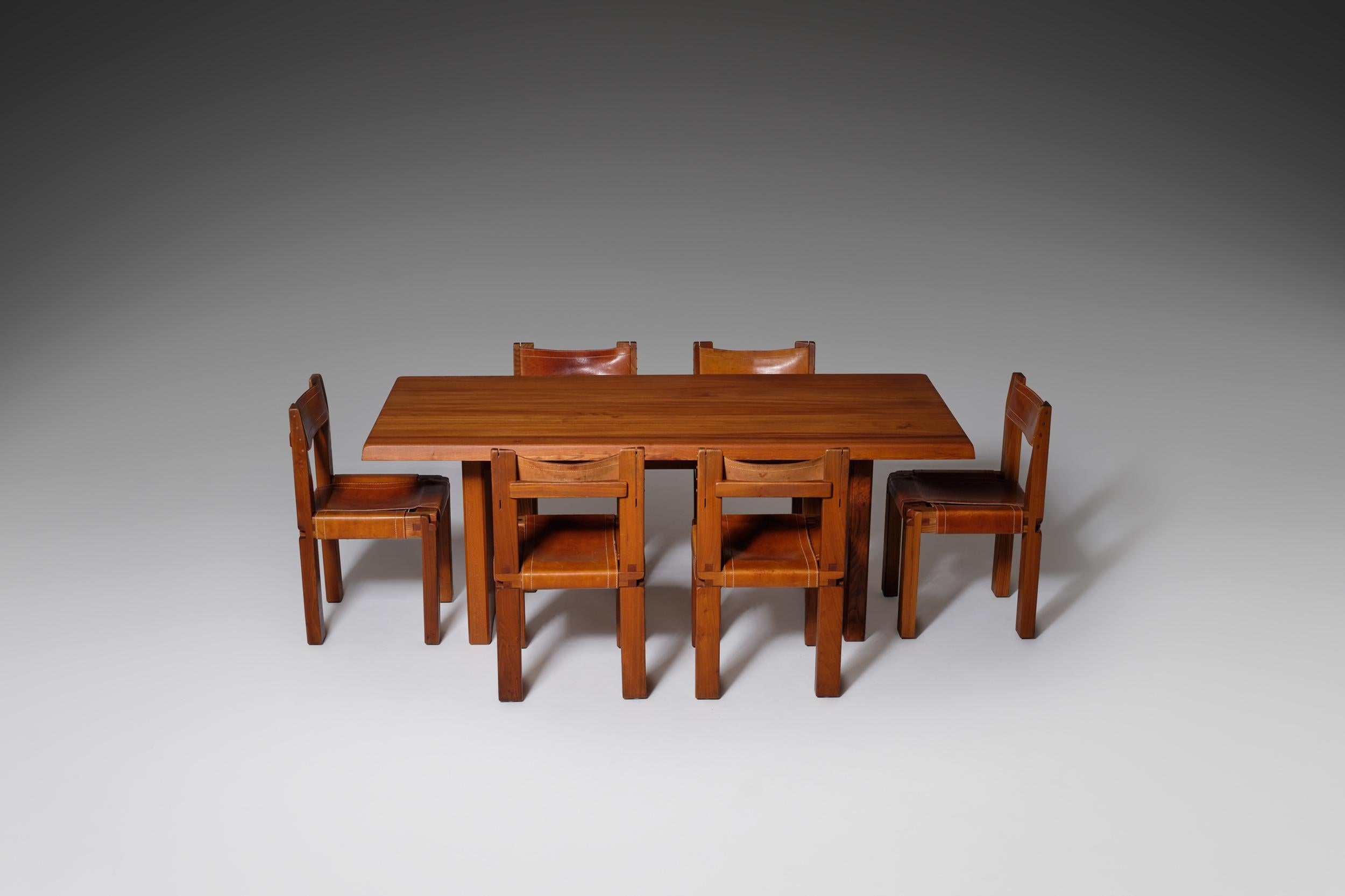 Pierre Chapo ‘T14C’ Dining Table in Solid Elm 7