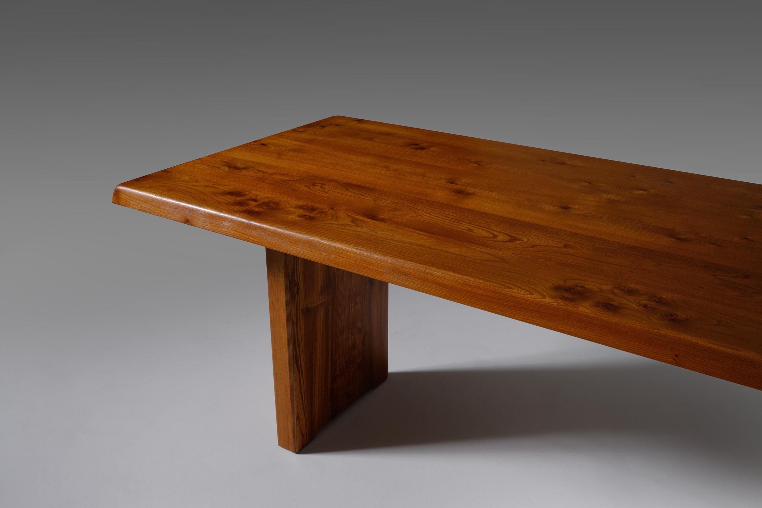 Mid-Century Modern Pierre Chapo ‘T14C’ Dining Table in Solid Elm