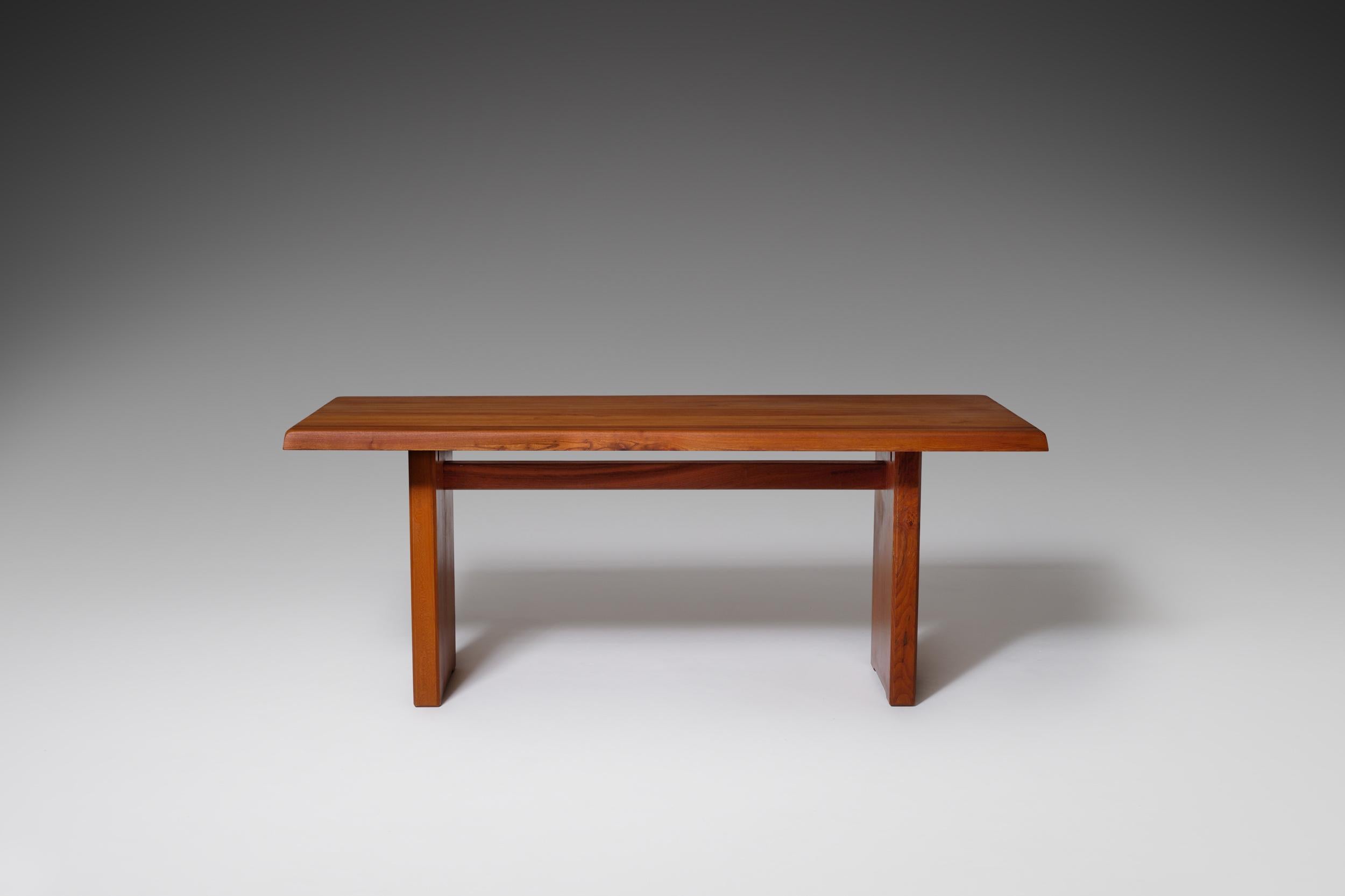 French Pierre Chapo ‘T14C’ Dining Table in Solid Elm