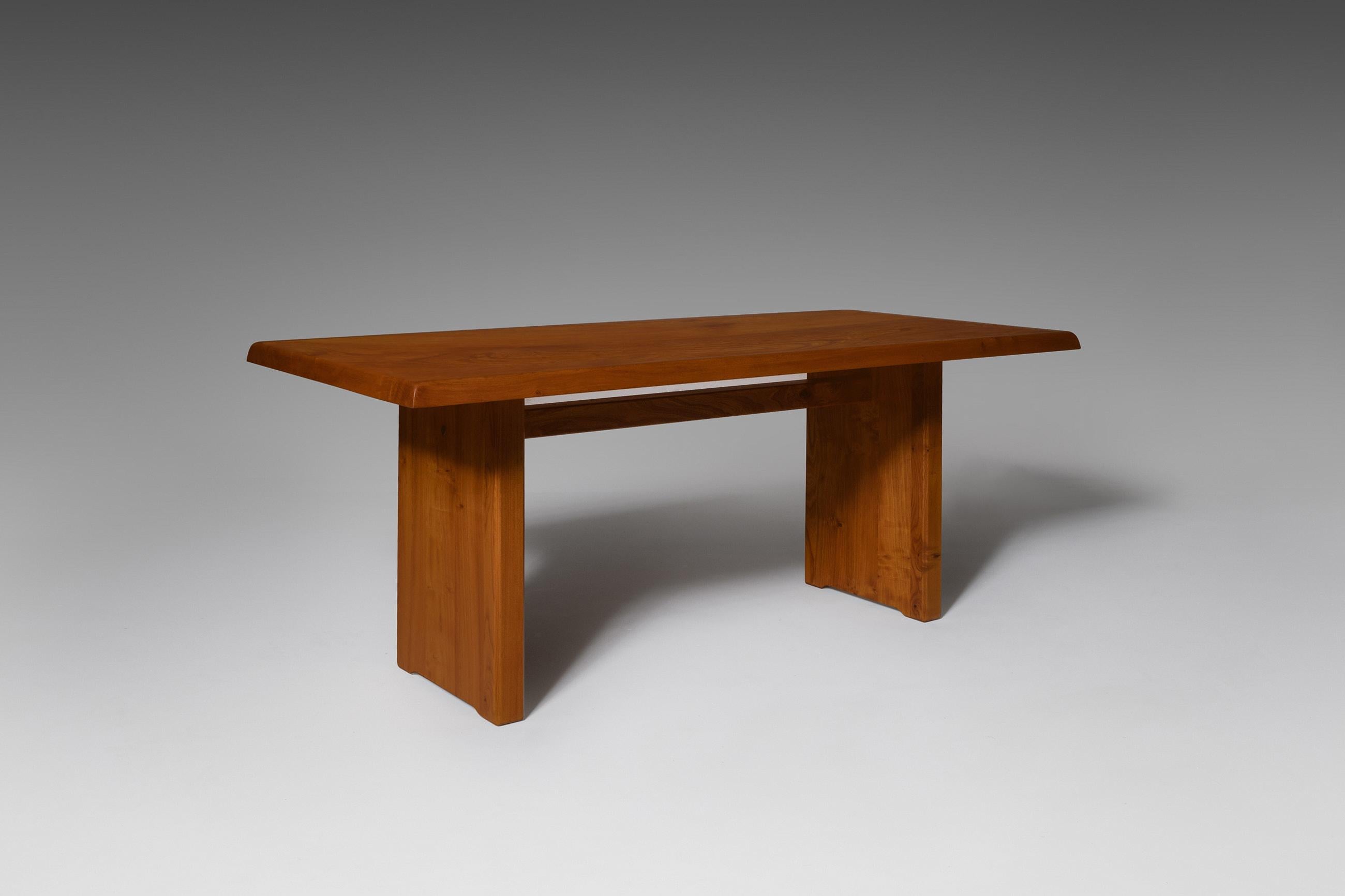 French Pierre Chapo ‘T14C’ Dining Table in Solid Elm