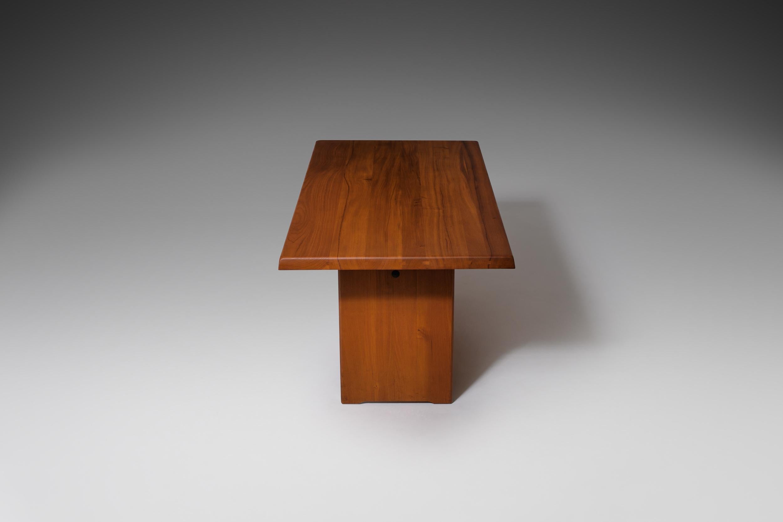 20th Century Pierre Chapo ‘T14C’ Dining Table in Solid Elm