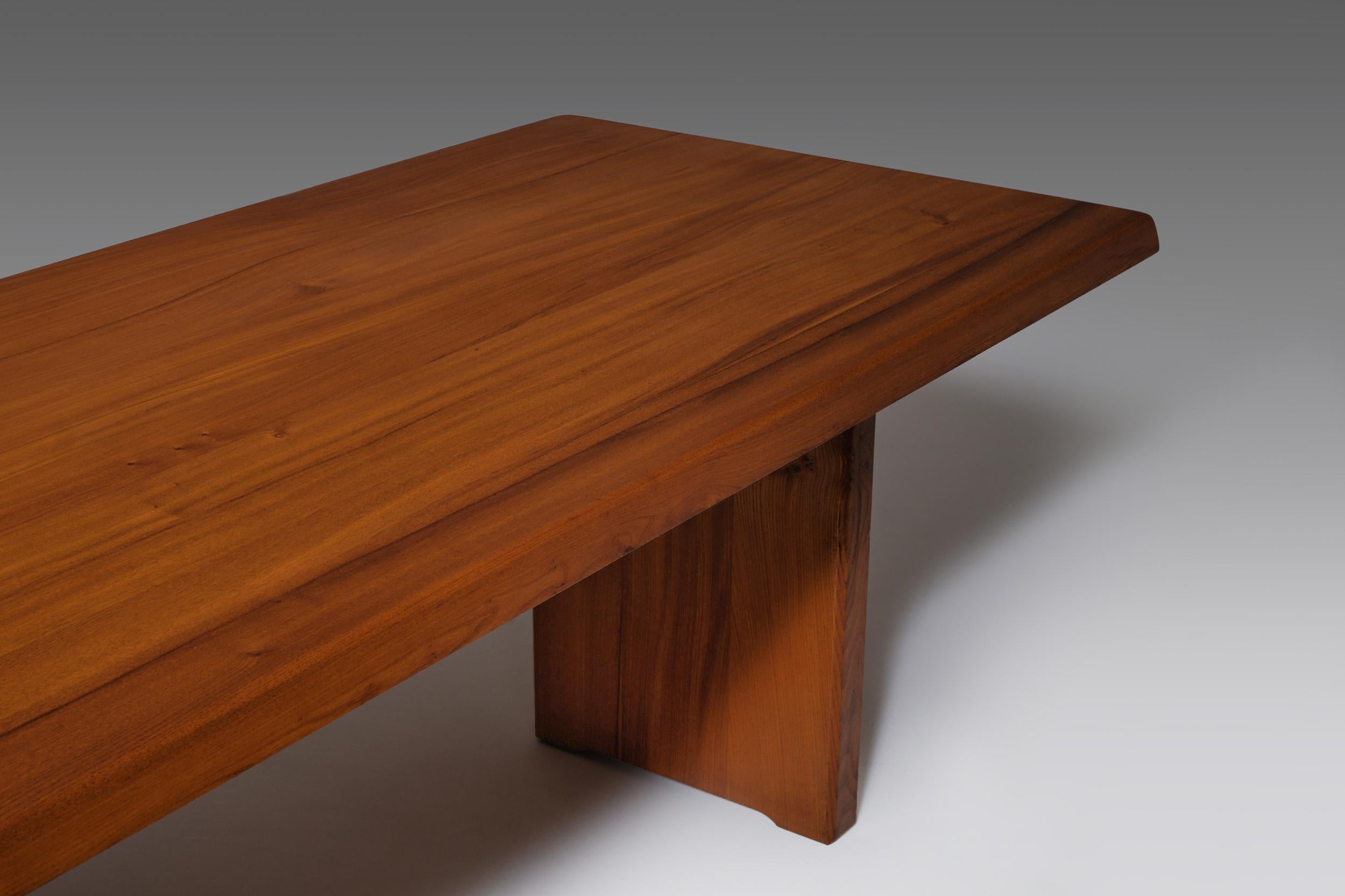 Pierre Chapo ‘T14C’ Dining Table in Solid Elm 1