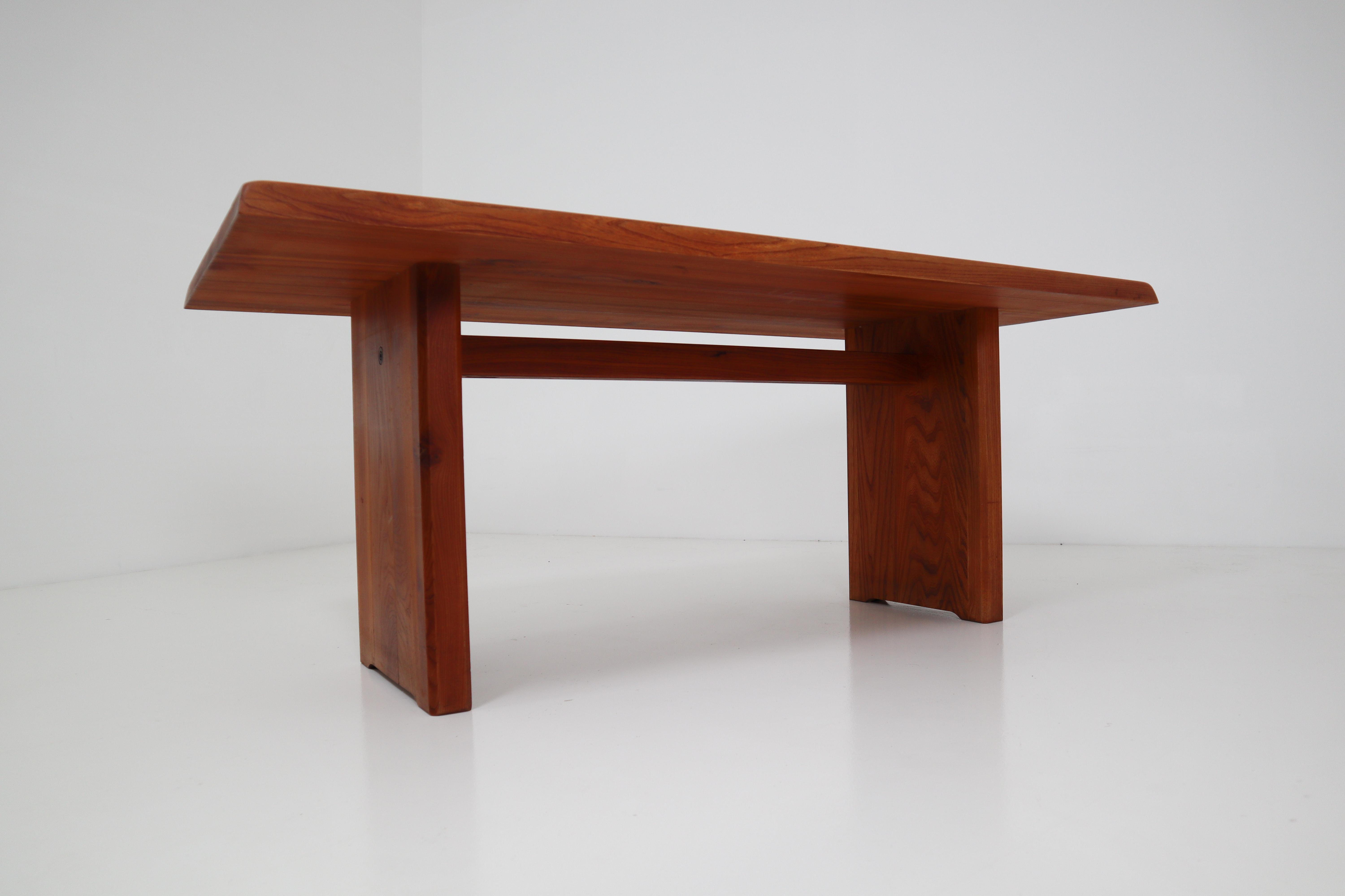 This marvellous version of the T14C dining table in solid elm was designed in 1960s and has a deceivingly simple design. With this work Chapo who until the end of his career was heavily focused on balance and the golden ratio, delivered a table that