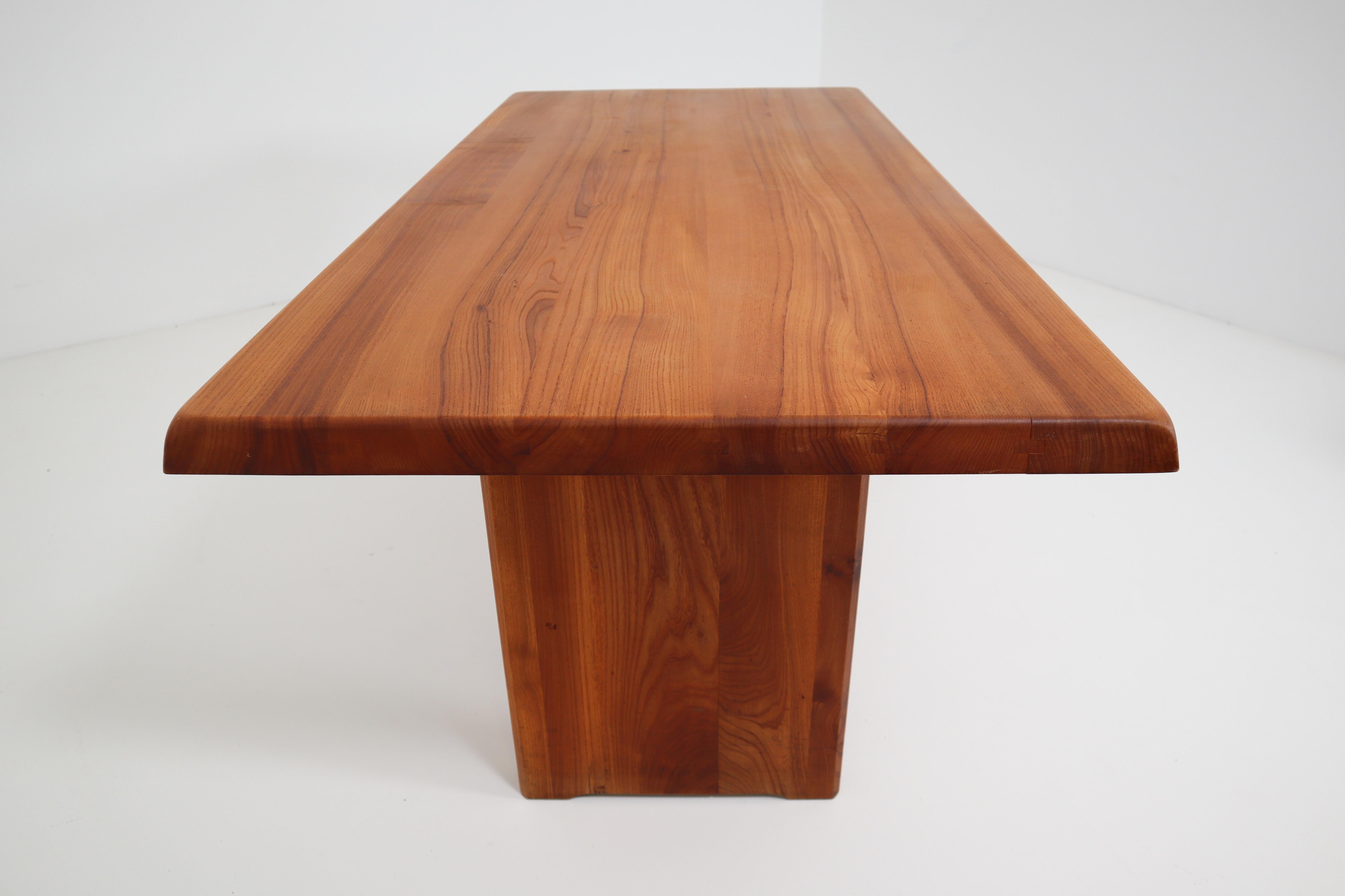 European Pierre Chapo T14C Dining Table in Solid Elm, France, 1960s