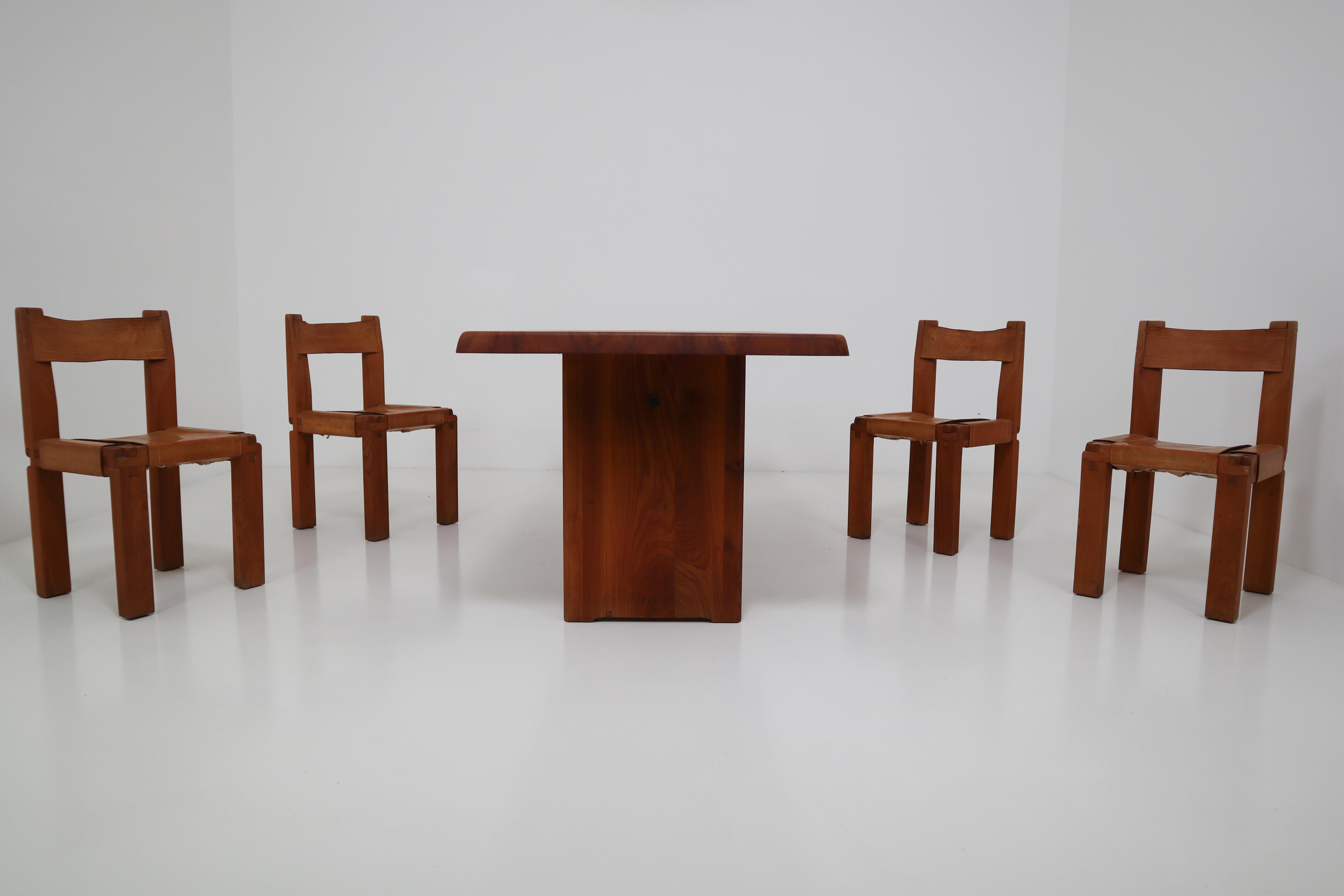 Mid-20th Century Pierre Chapo T14C Dining Table in Solid Elm, France, 1960s