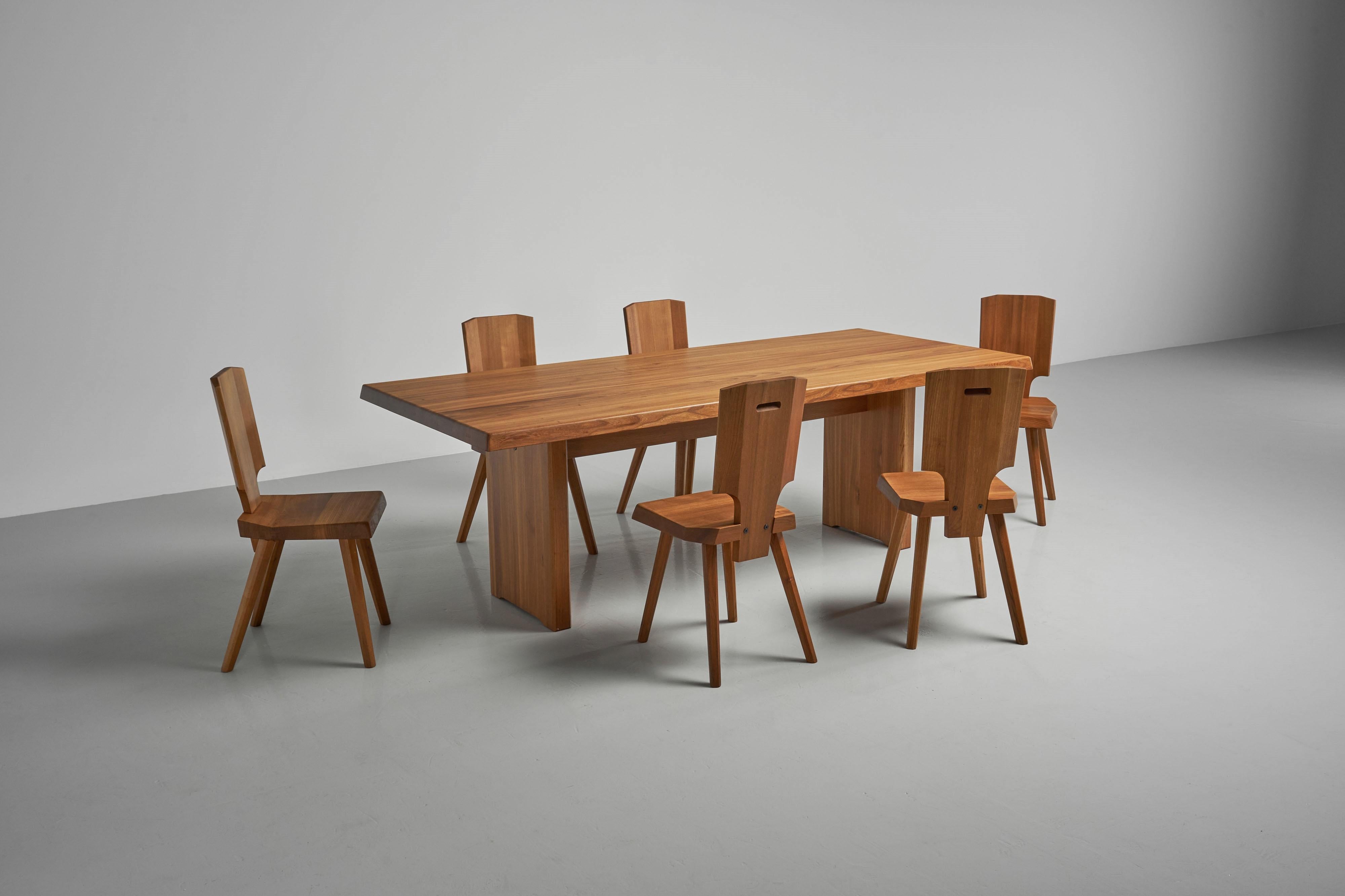 Pierre Chapo T14D dining table in elm France 1963 5
