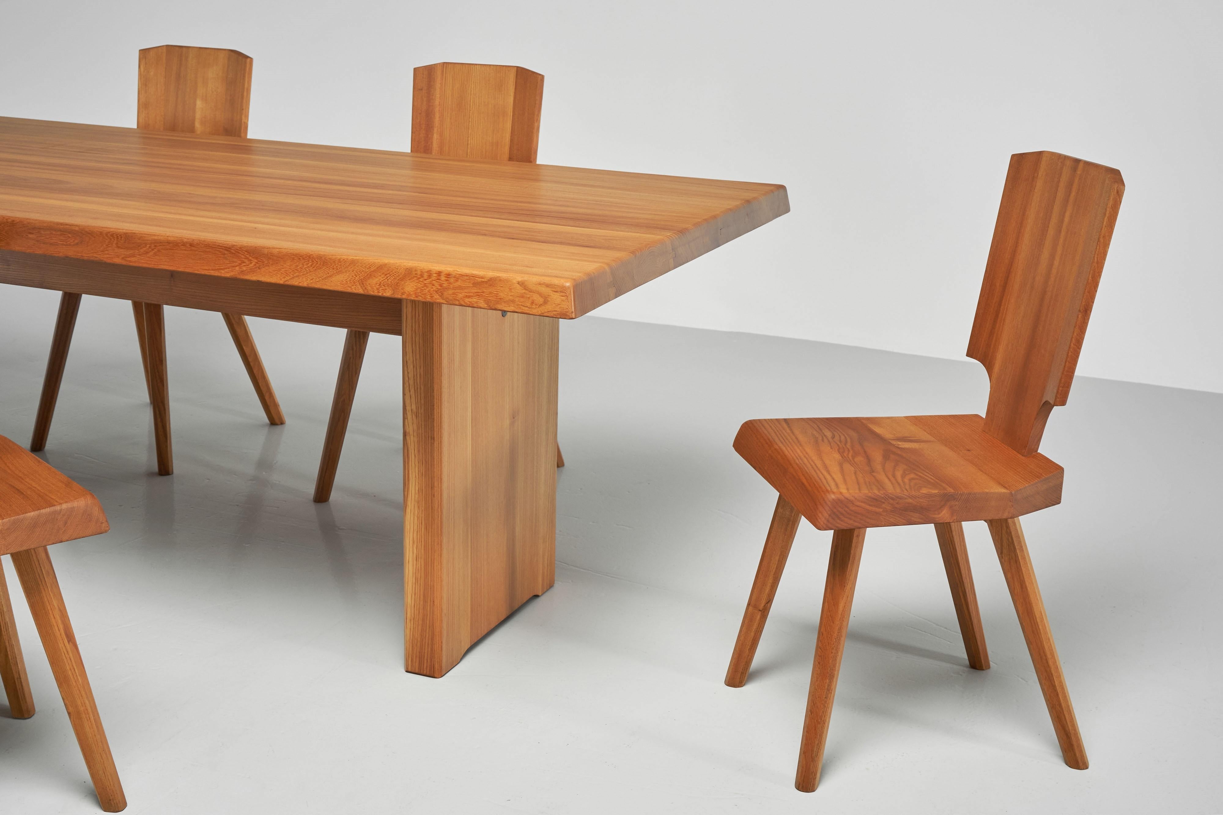 Pierre Chapo T14D dining table in elm France 1963 6