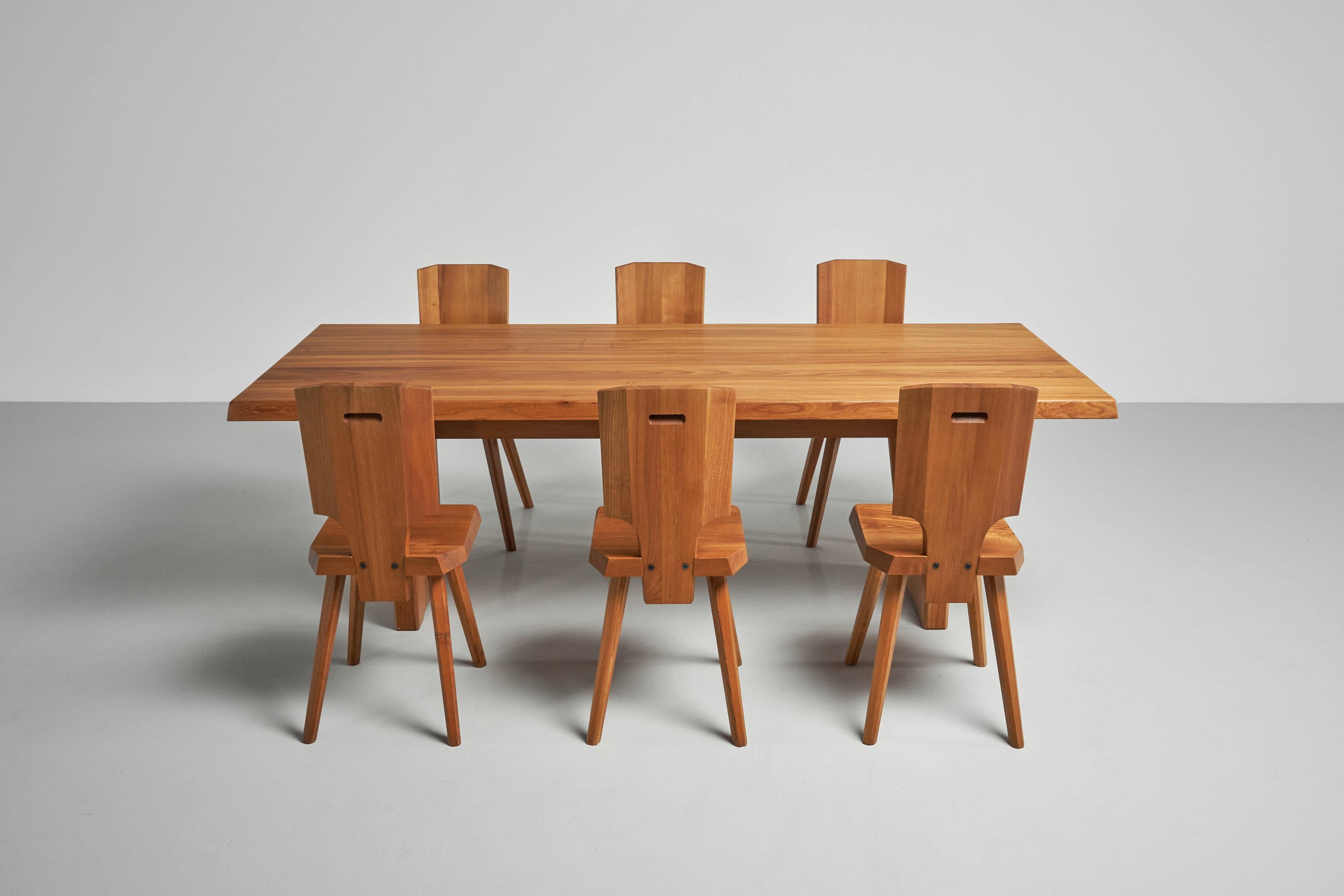 Pierre Chapo T14D dining table in elm France 1963 8